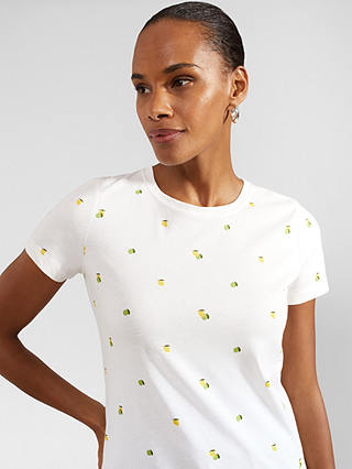 Hobbs Pixie Lemon & Lime Print T-Shirt, White/Multi