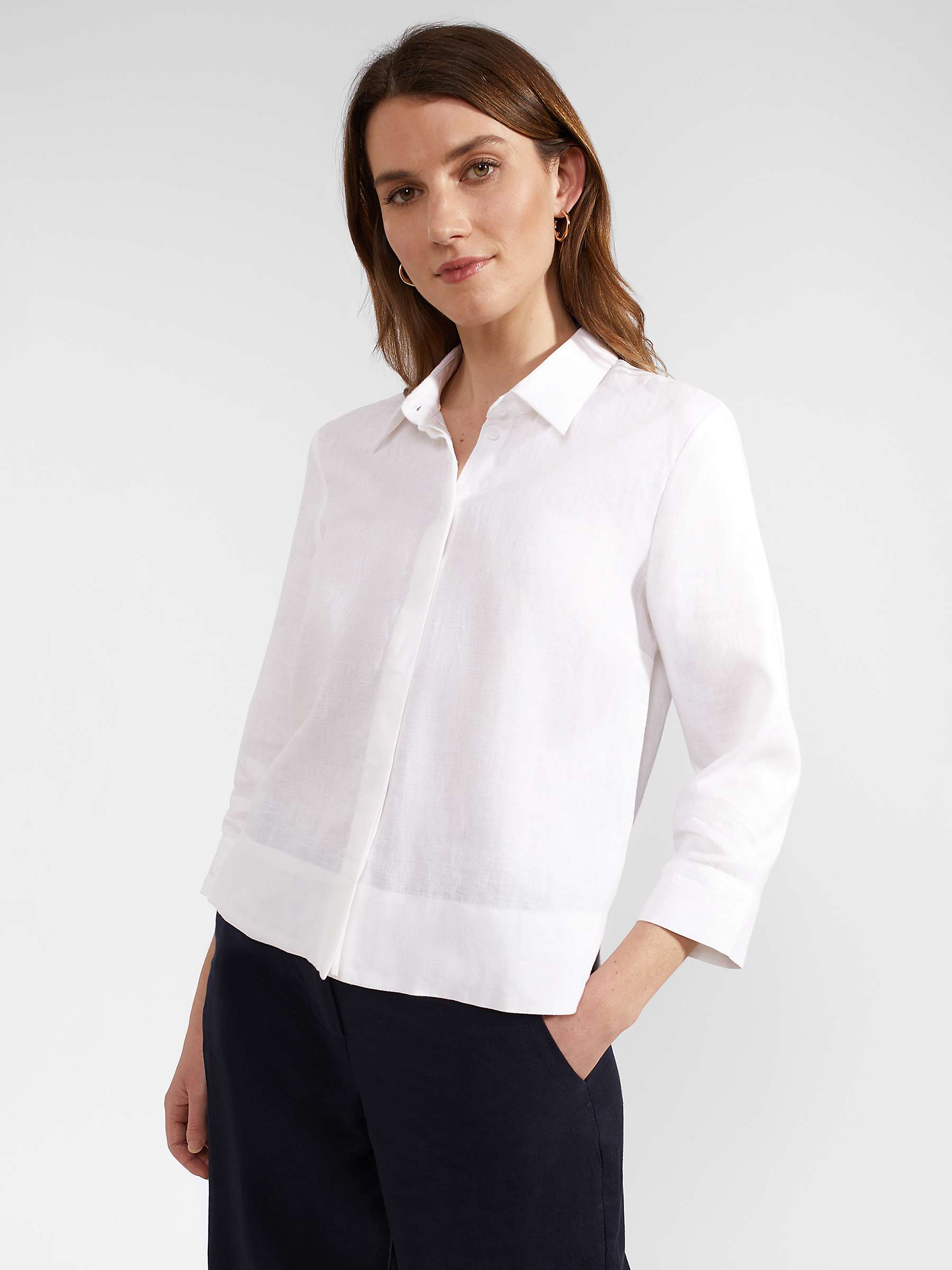 Buy Hobbs Nita Cropped Linen Shirt Online at johnlewis.com