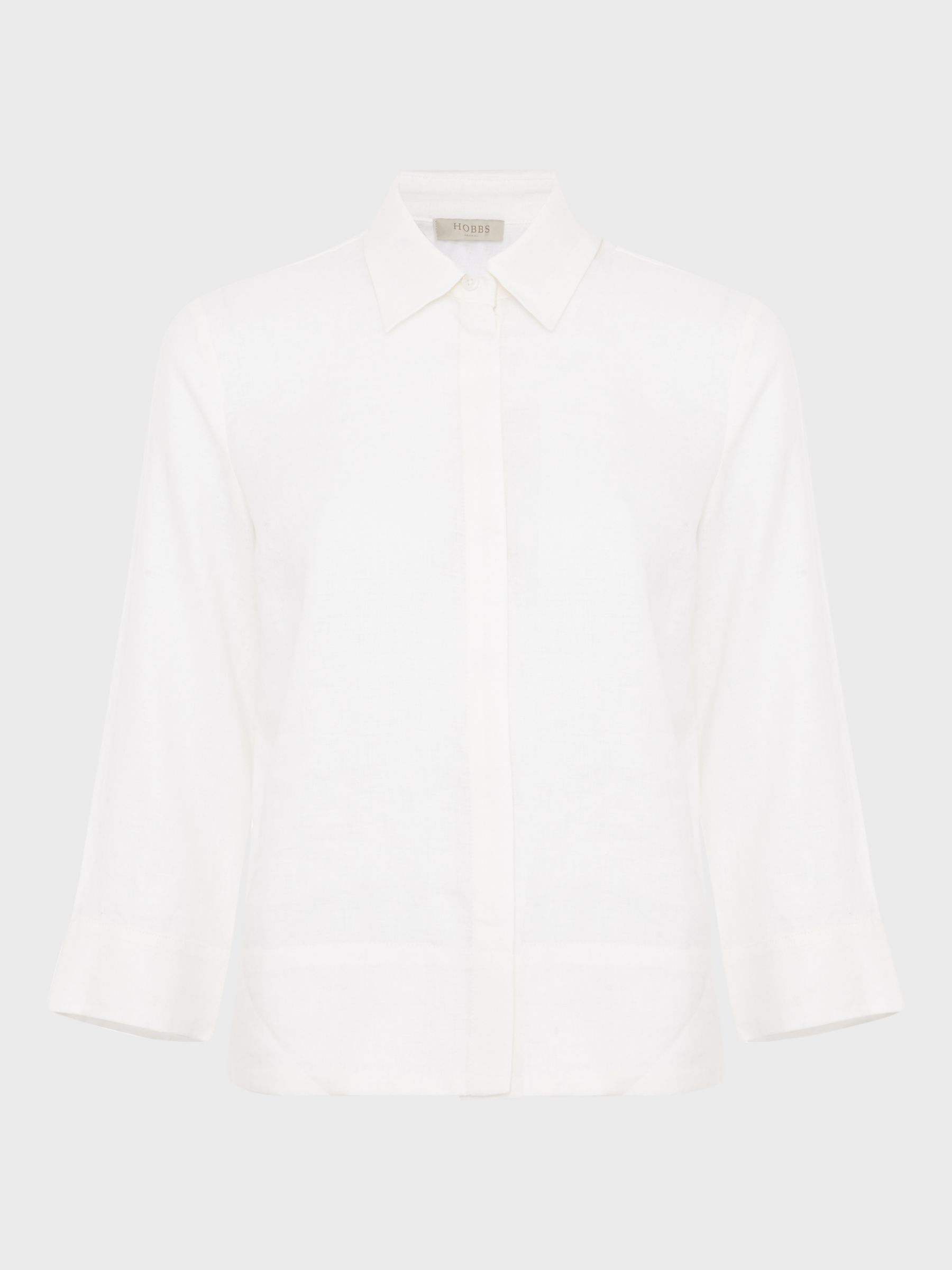 Hobbs Nita Cropped Linen Shirt, White, 18