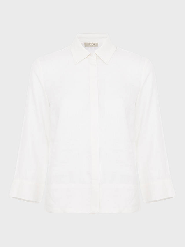 Hobbs Nita Cropped Linen Shirt, White