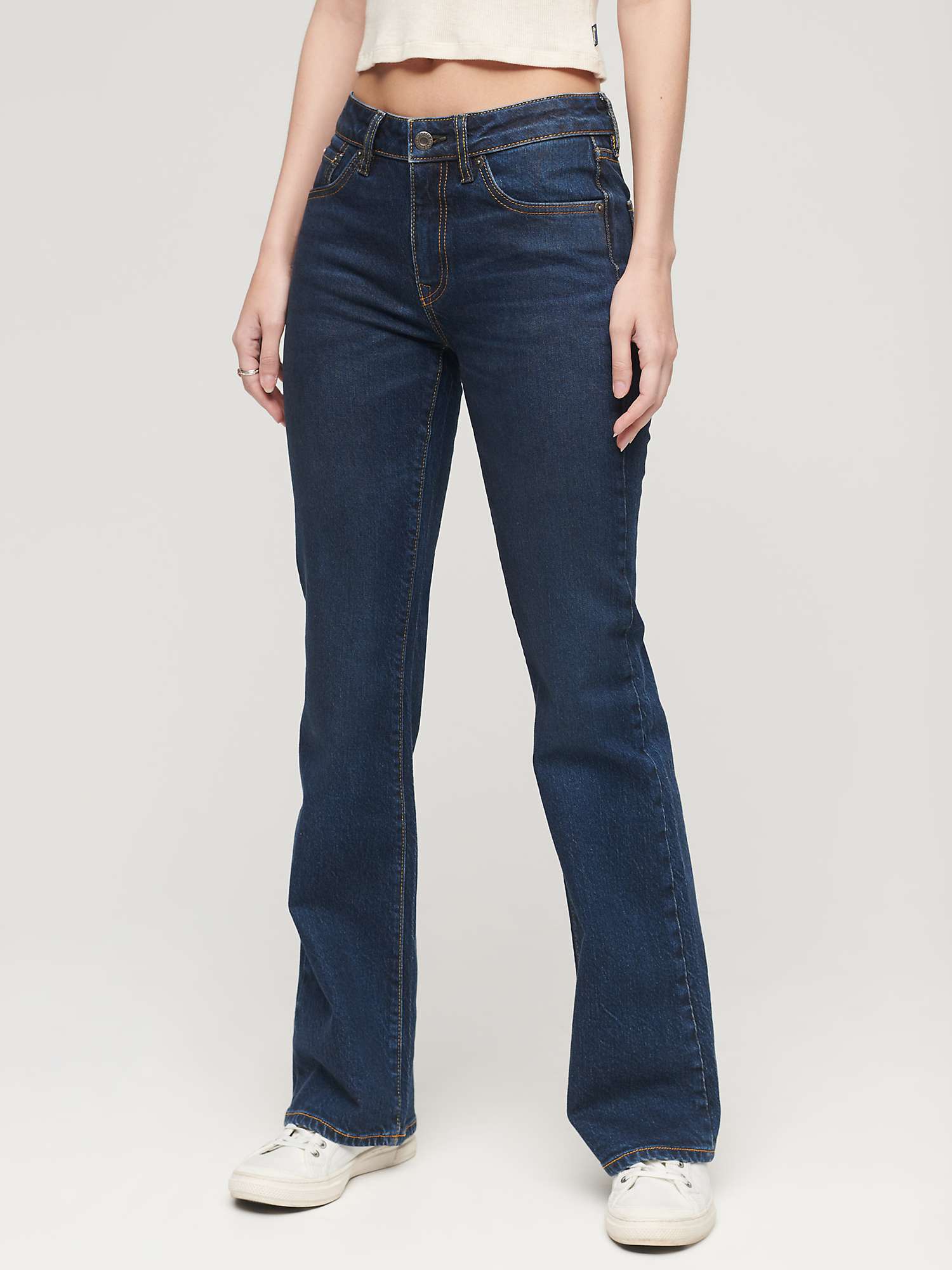 Buy Superdry Organic Cotton Mid Rise Slim Flare Jeans Online at johnlewis.com