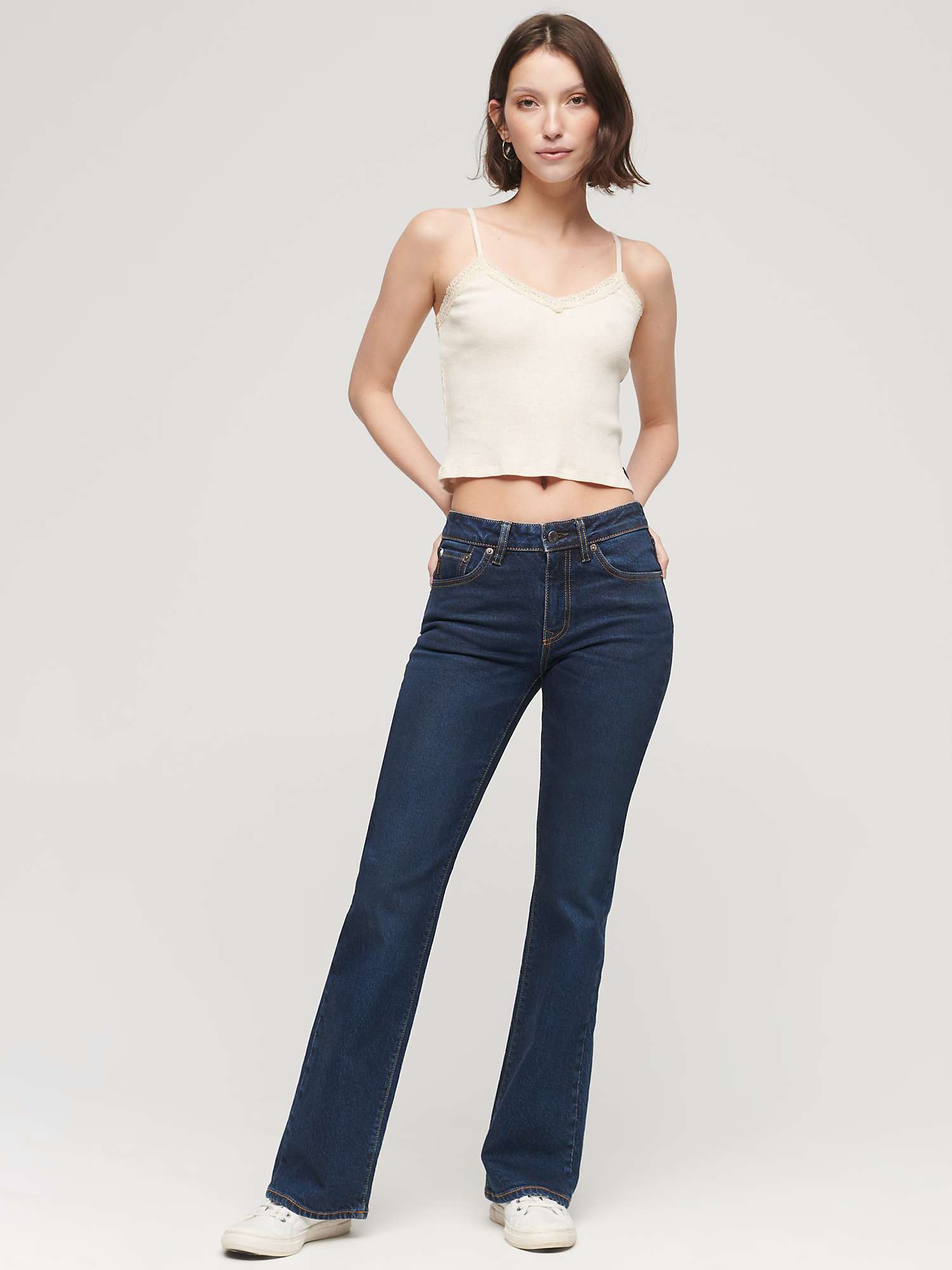 Buy Superdry Organic Cotton Mid Rise Slim Flare Jeans Online at johnlewis.com