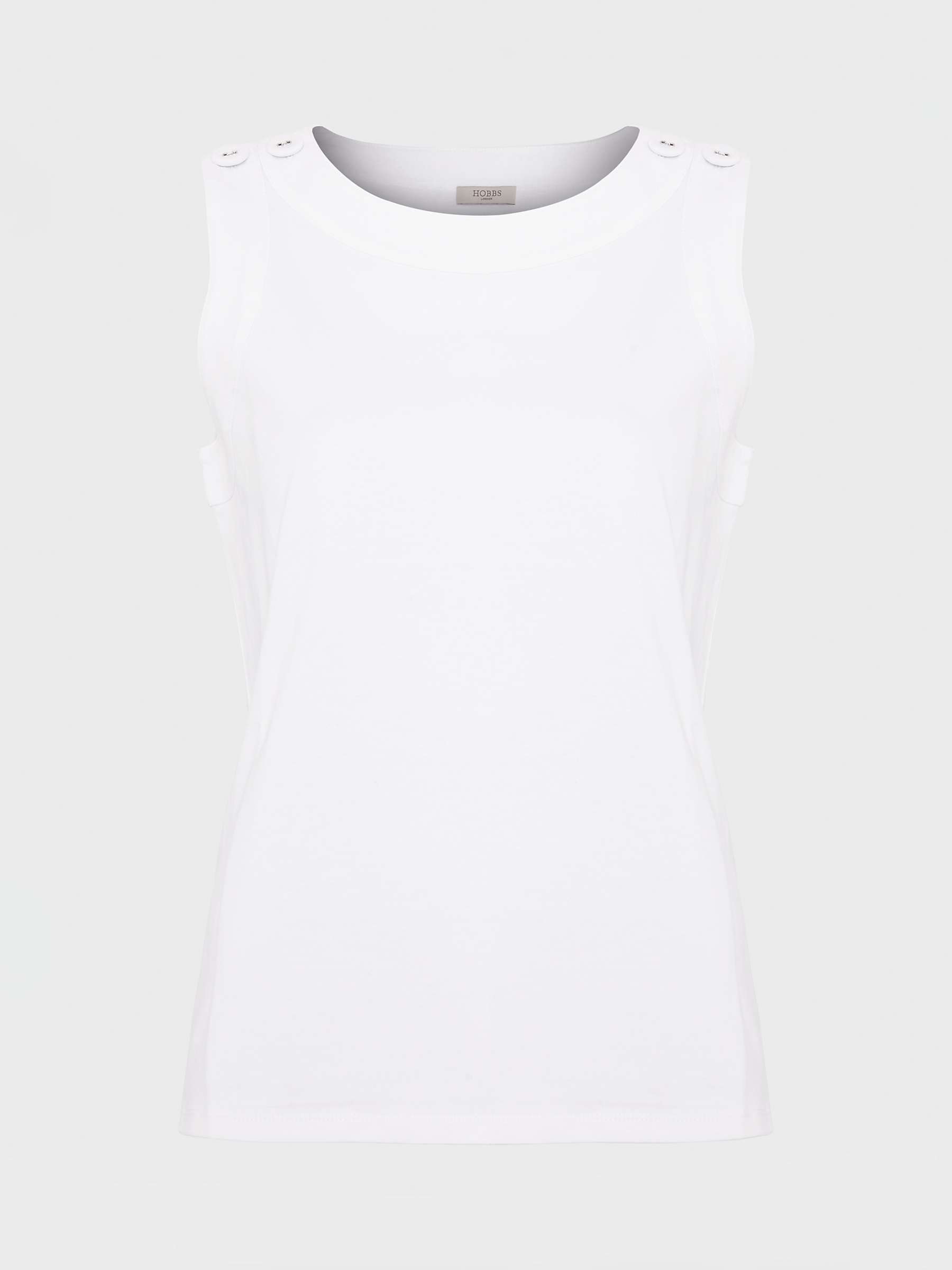 Buy Hobbs Maddy Sleeveless Button Detail Top, White Online at johnlewis.com