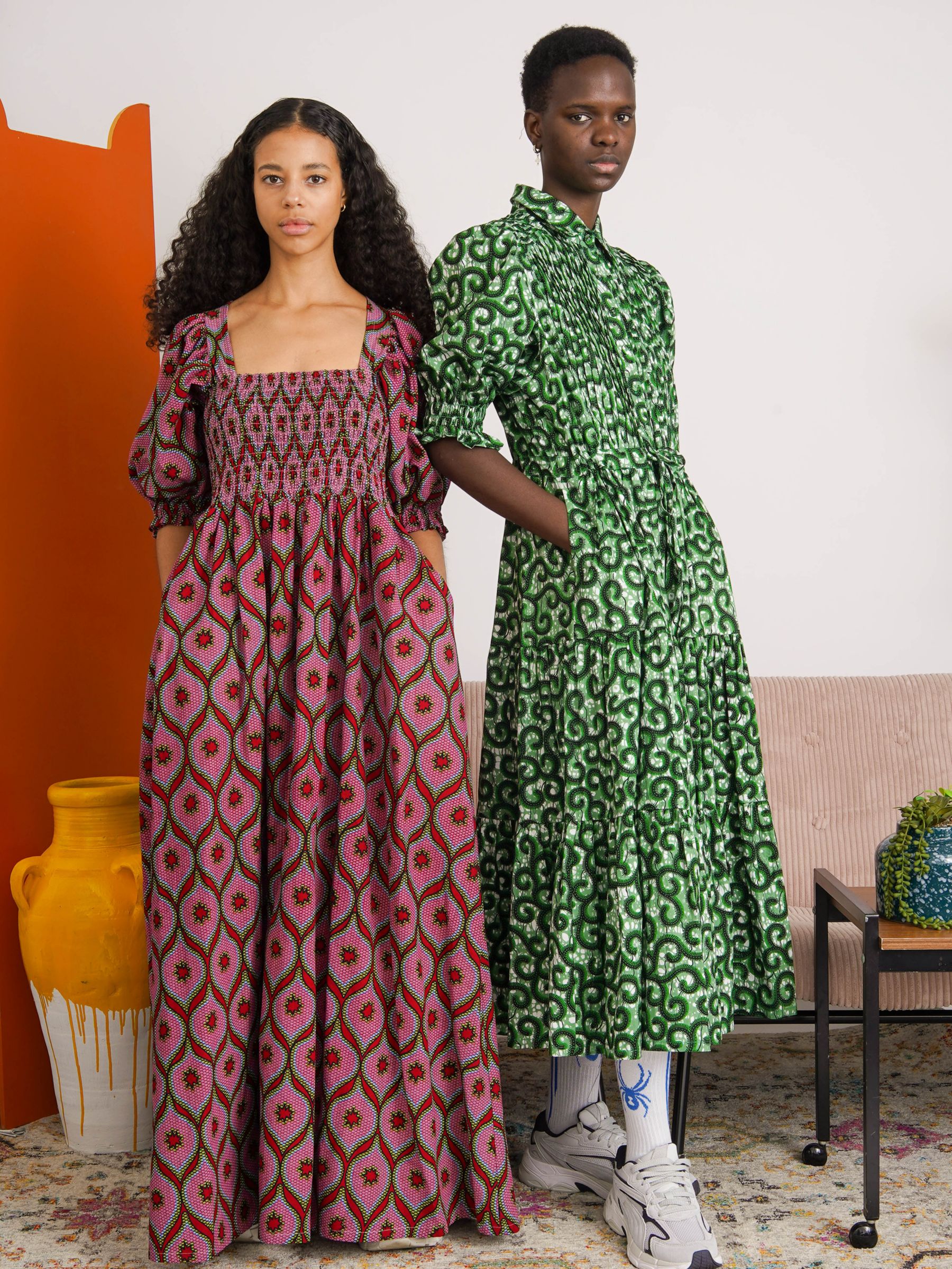 Kemi Telford Swirl Print Shirt Dress, Green/Multi, XS