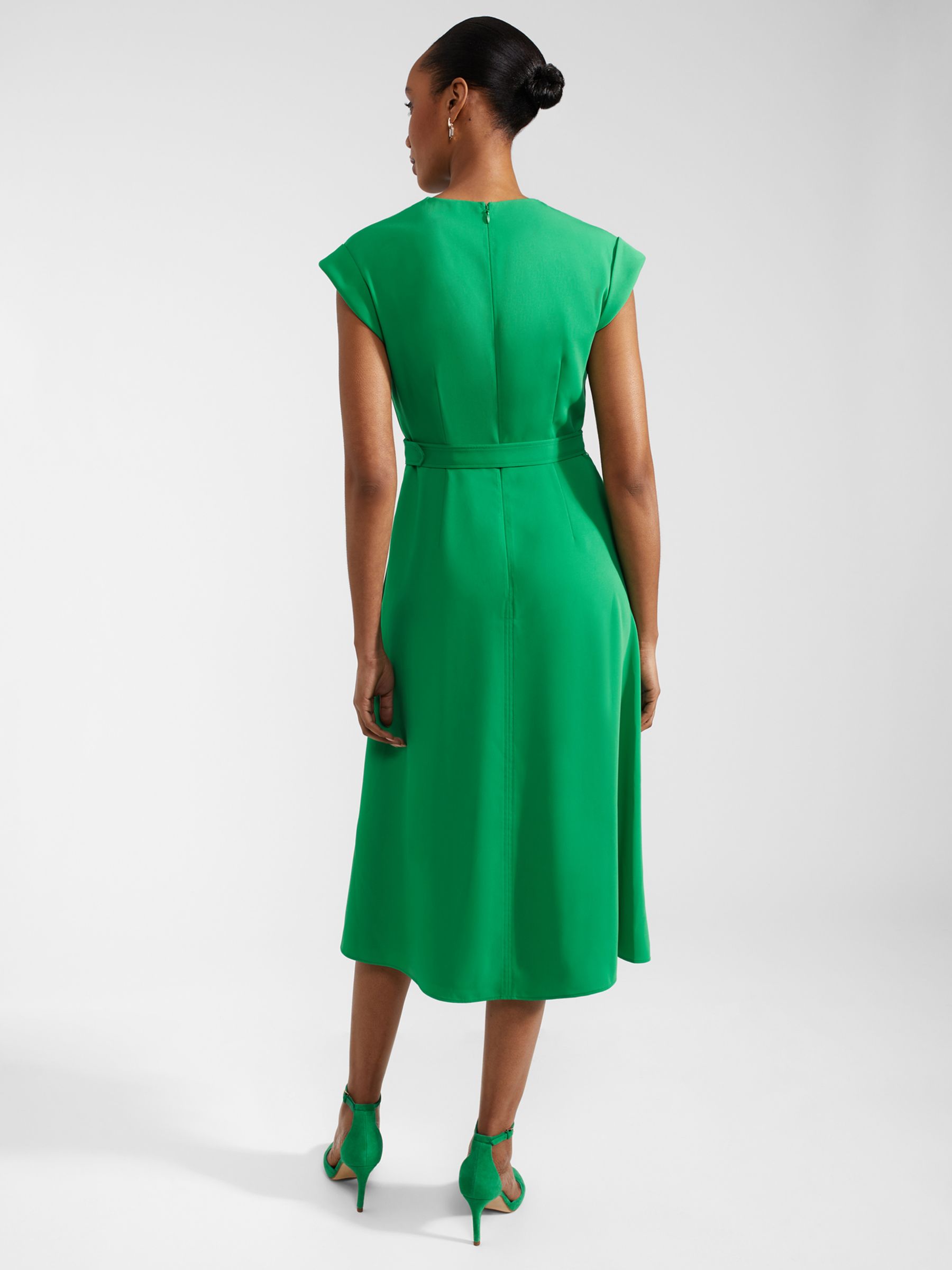 Buy Hobbs Meera Midi Flared Dress, Cilantro Green Online at johnlewis.com