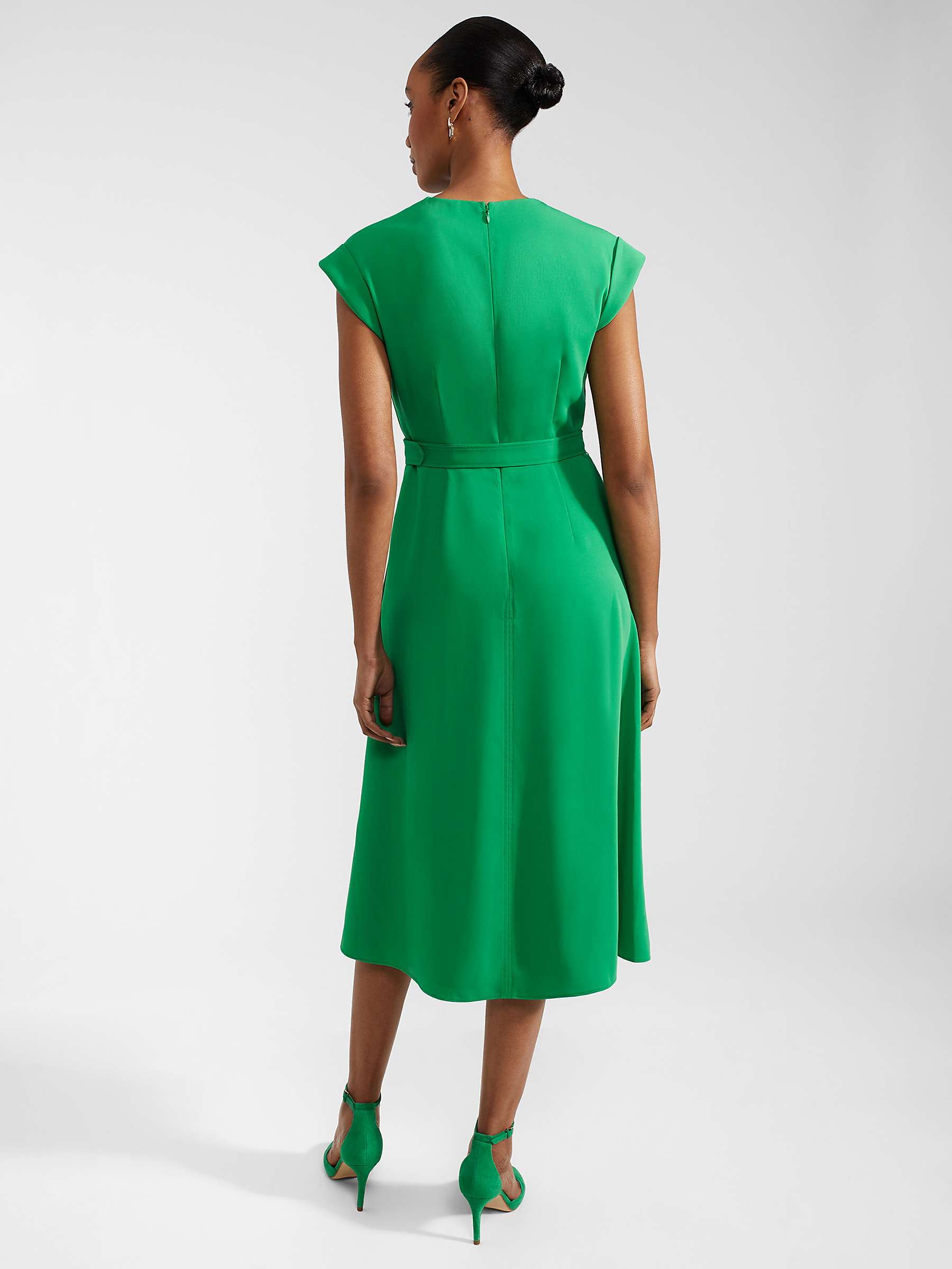 Buy Hobbs Meera Midi Flared Dress, Cilantro Green Online at johnlewis.com