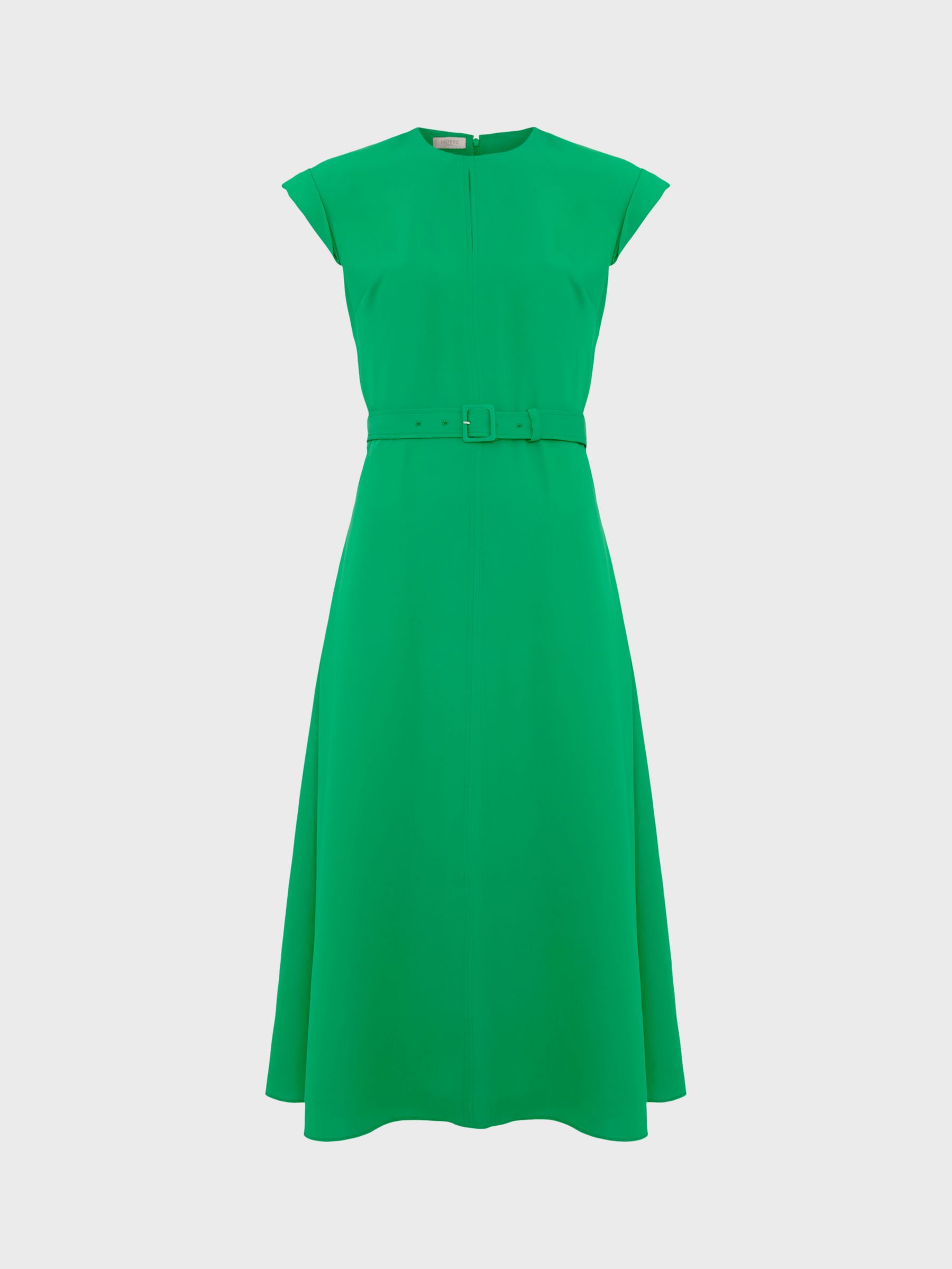 Hobbs Meera Midi Flared Dress, Cilantro Green, 10