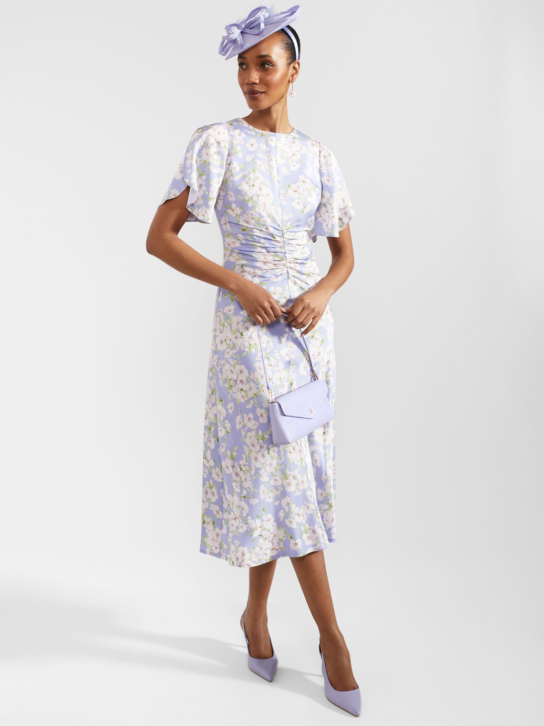 Buy Hobbs Vita Floral Print Midi Dress, Blue/Multi Online at johnlewis.com