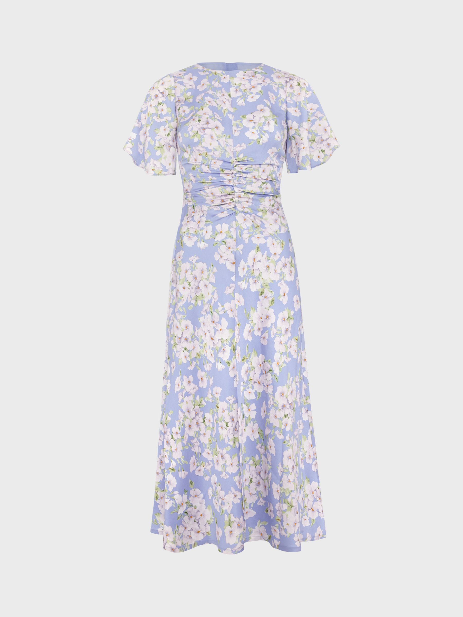 Hobbs Vita Floral Print Midi Dress, Blue/Multi, 10