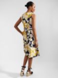 Hobbs Twitchill Floral Print Linen Dress, Yellow/Multi