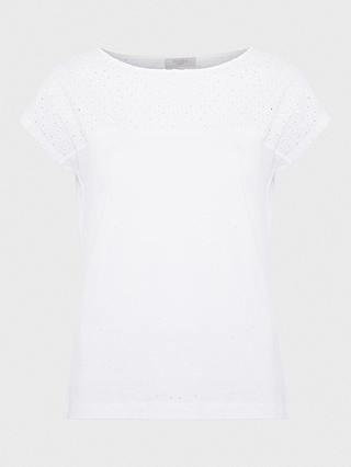 Hobbs Thea Broderie Panel Top, White