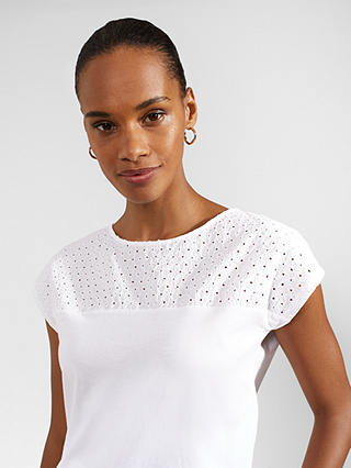 Hobbs Thea Broderie Panel Top, White