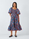 Kemi Telford Floral Print Cotton Midi Dress, Pink/Multi, Pink/Multi