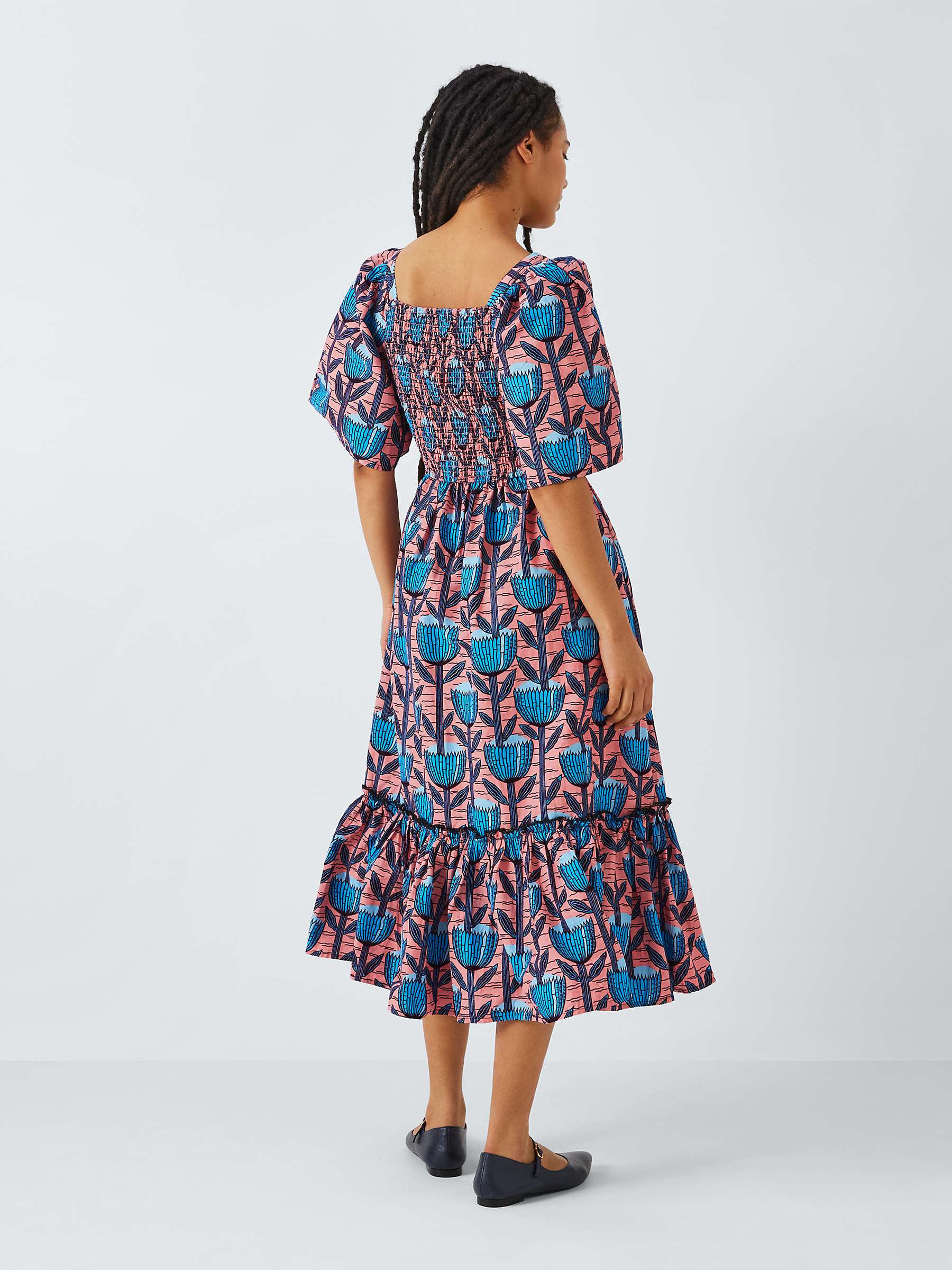 Buy Kemi Telford Floral Print Cotton Midi Dress, Pink/Multi Online at johnlewis.com