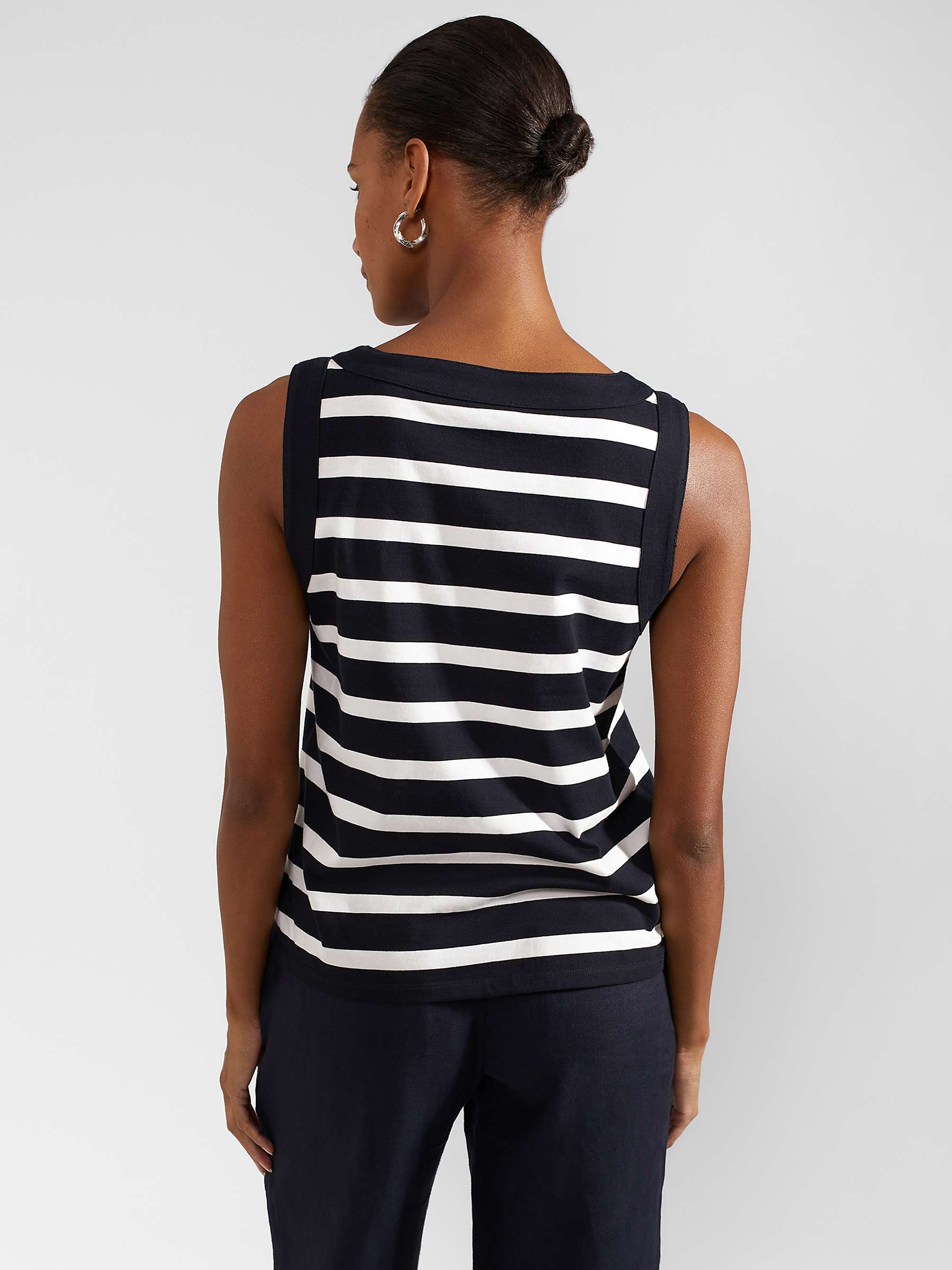 Buy Hobbs Maddy Cotton Sleeveless Top, Navy/Ivory Online at johnlewis.com