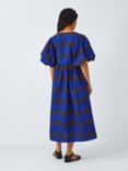 Kemi Telford Leaf Print Puff Sleeve Midi Dress, Blue
