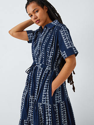 Kemi Telford Stripe Shirt Midi Dress, Navy/Multi