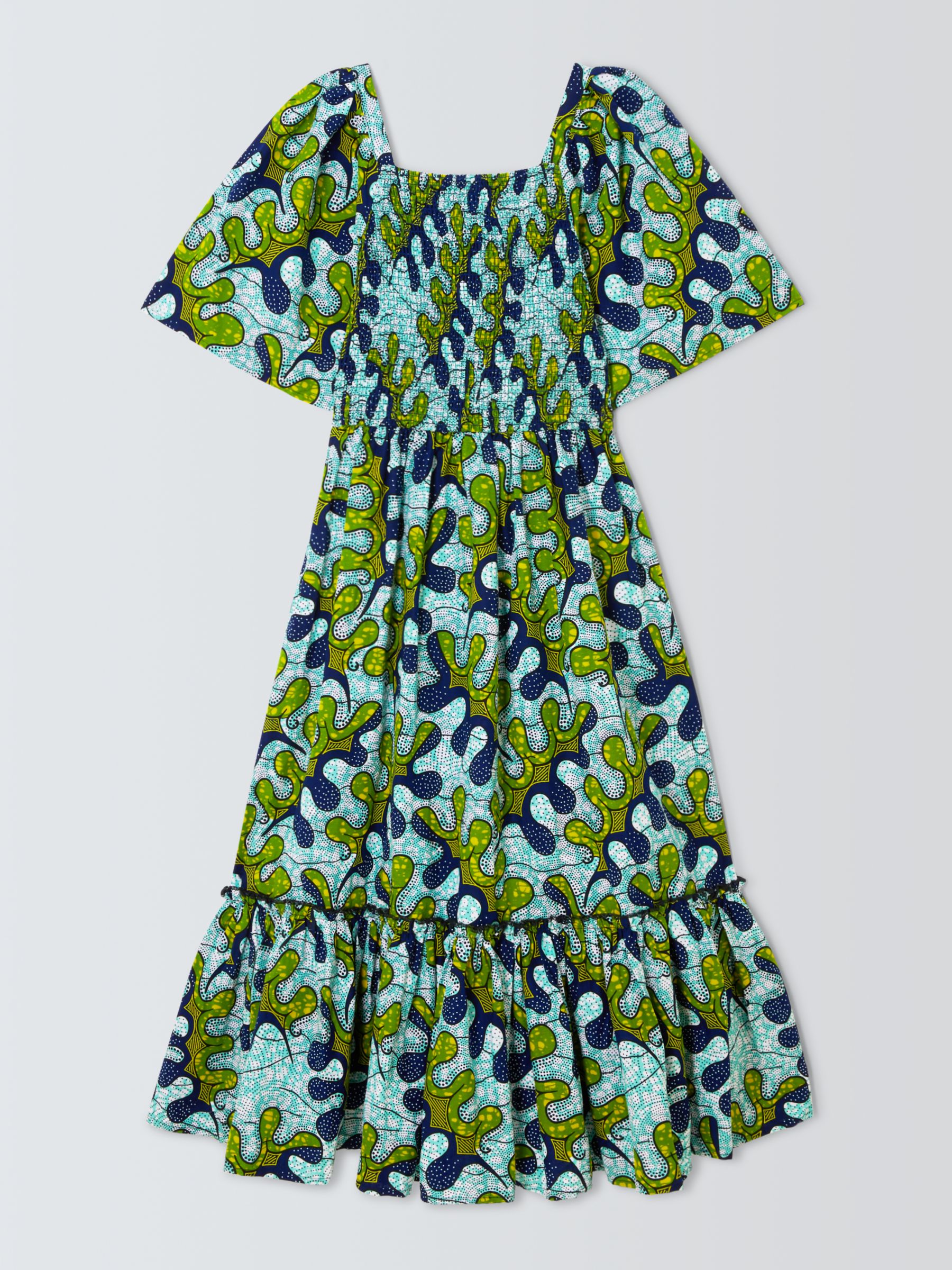 Buy Kemi Telford Abstract Print Cotton Midi Dress, Green/Multi Online at johnlewis.com