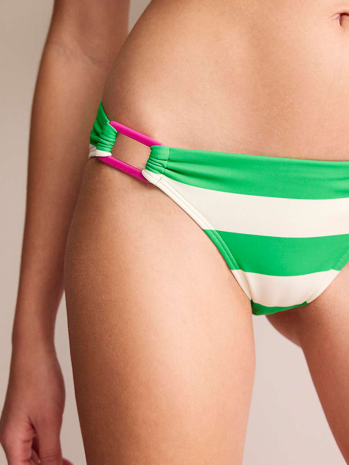 Buy Boden Resin Buckle Stripe Bikini Bottoms, Green/Ivory Online at johnlewis.com