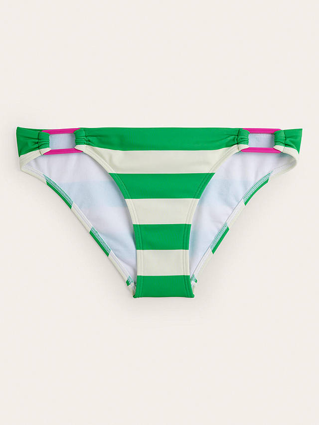 Boden Resin Buckle Stripe Bikini Bottoms, Green/Ivory