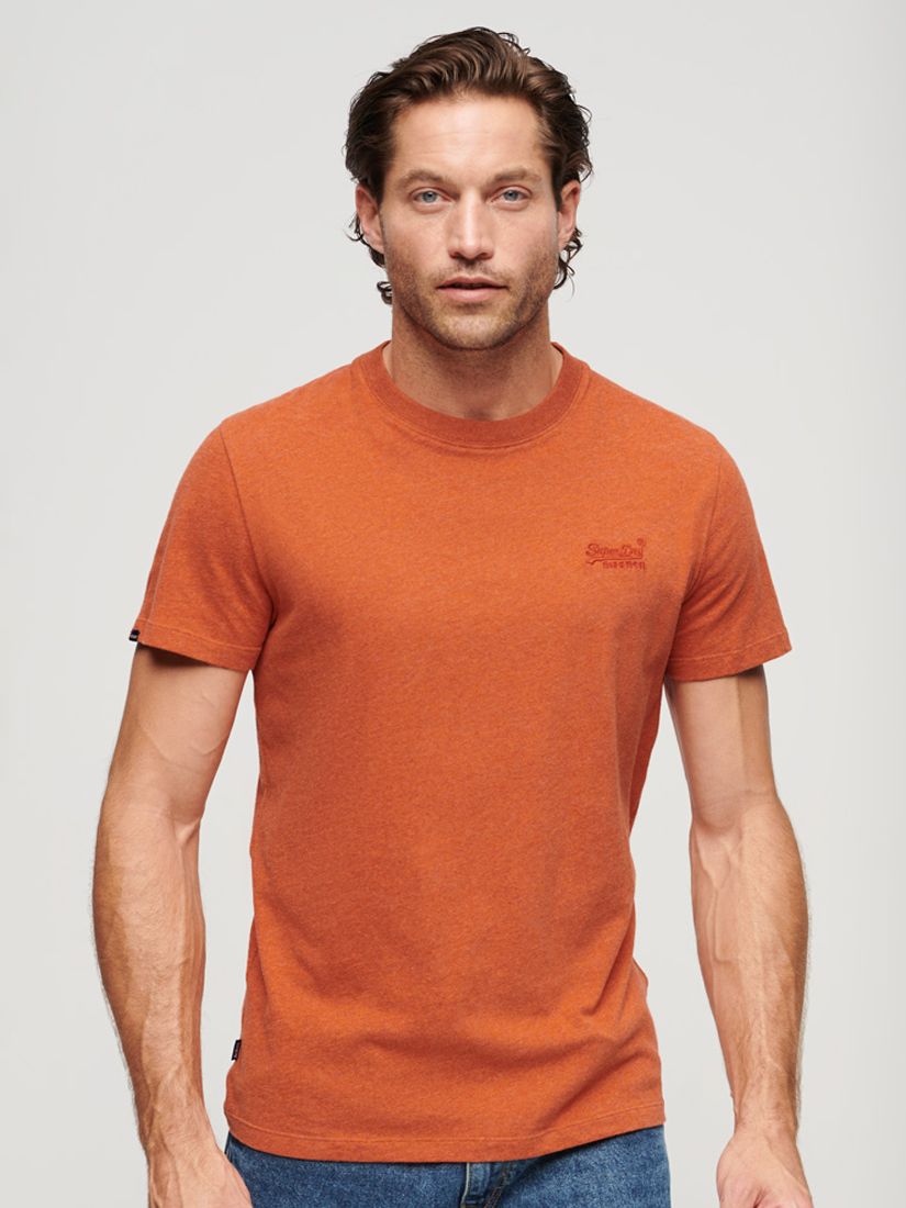 Superdry Organic Cotton Essential Logo T-Shirt, Rust Orange Marl, XS