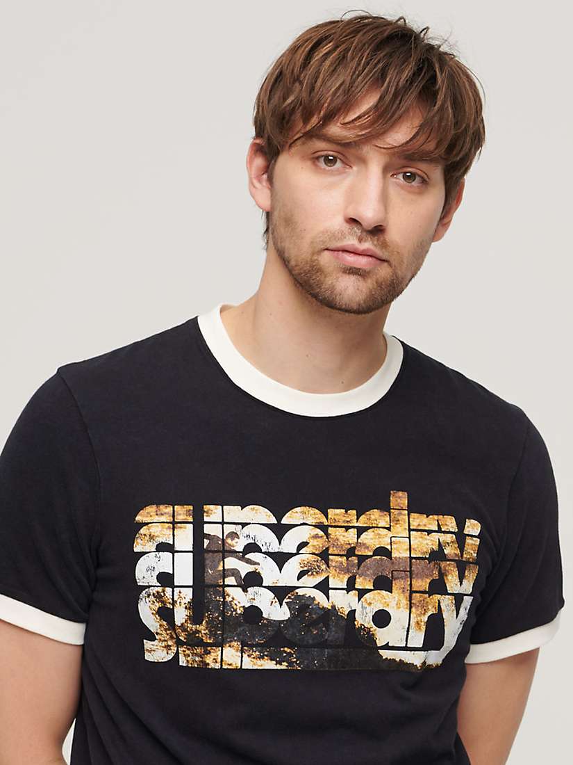 Buy Superdry Photographic Logo T-Shirt, Black Online at johnlewis.com