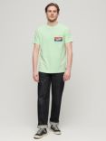 Superdry Cali Striped Logo T-Shirt, Neon Mint Green Slub