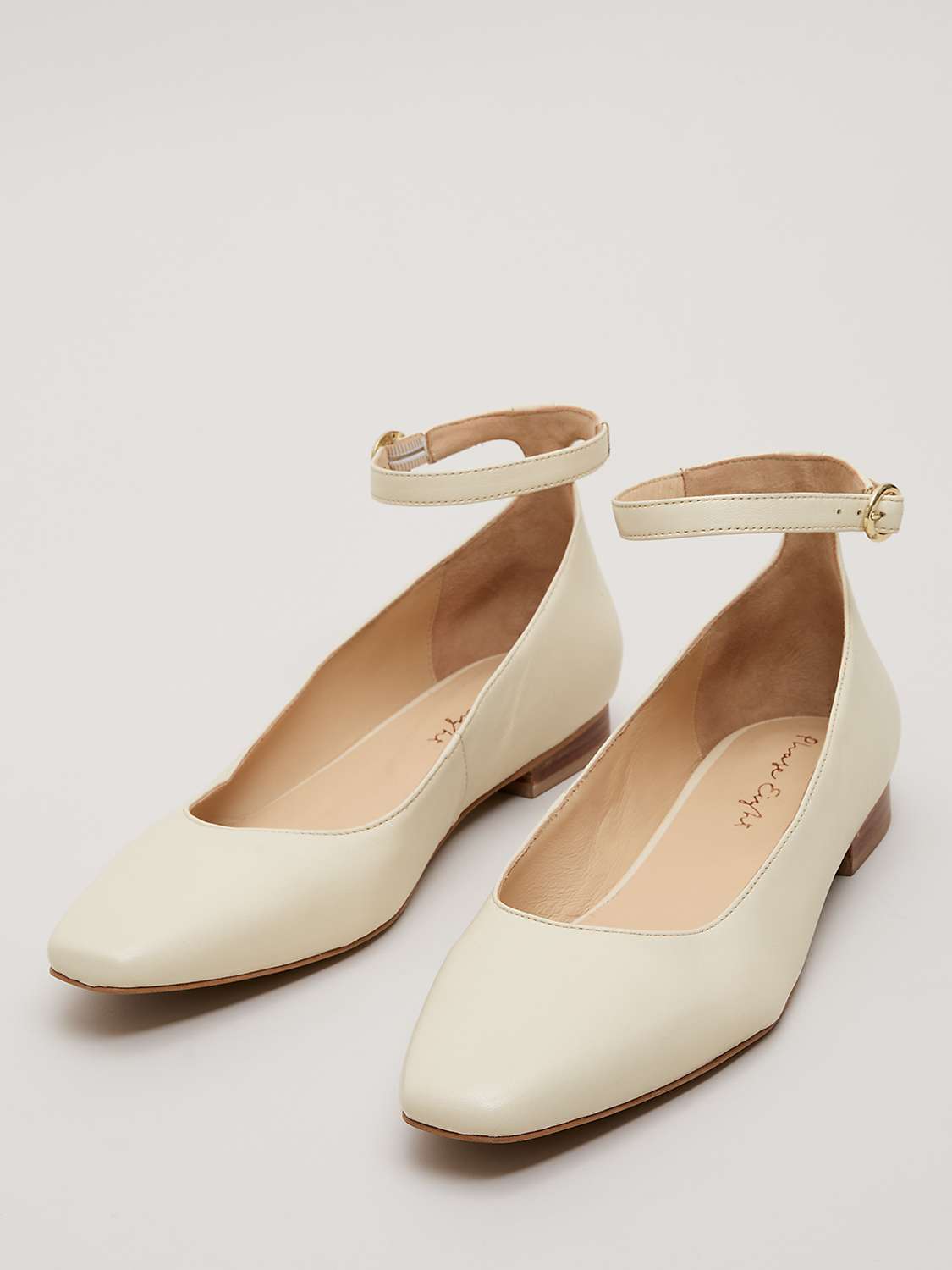 Buy Phase Eight Leather Almond Toe Ballerina Pumps, Neutral Online at johnlewis.com