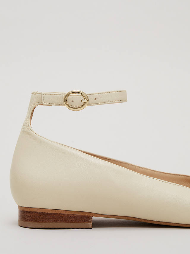 Phase Eight Leather Almond Toe Ballerina Pumps, Neutral