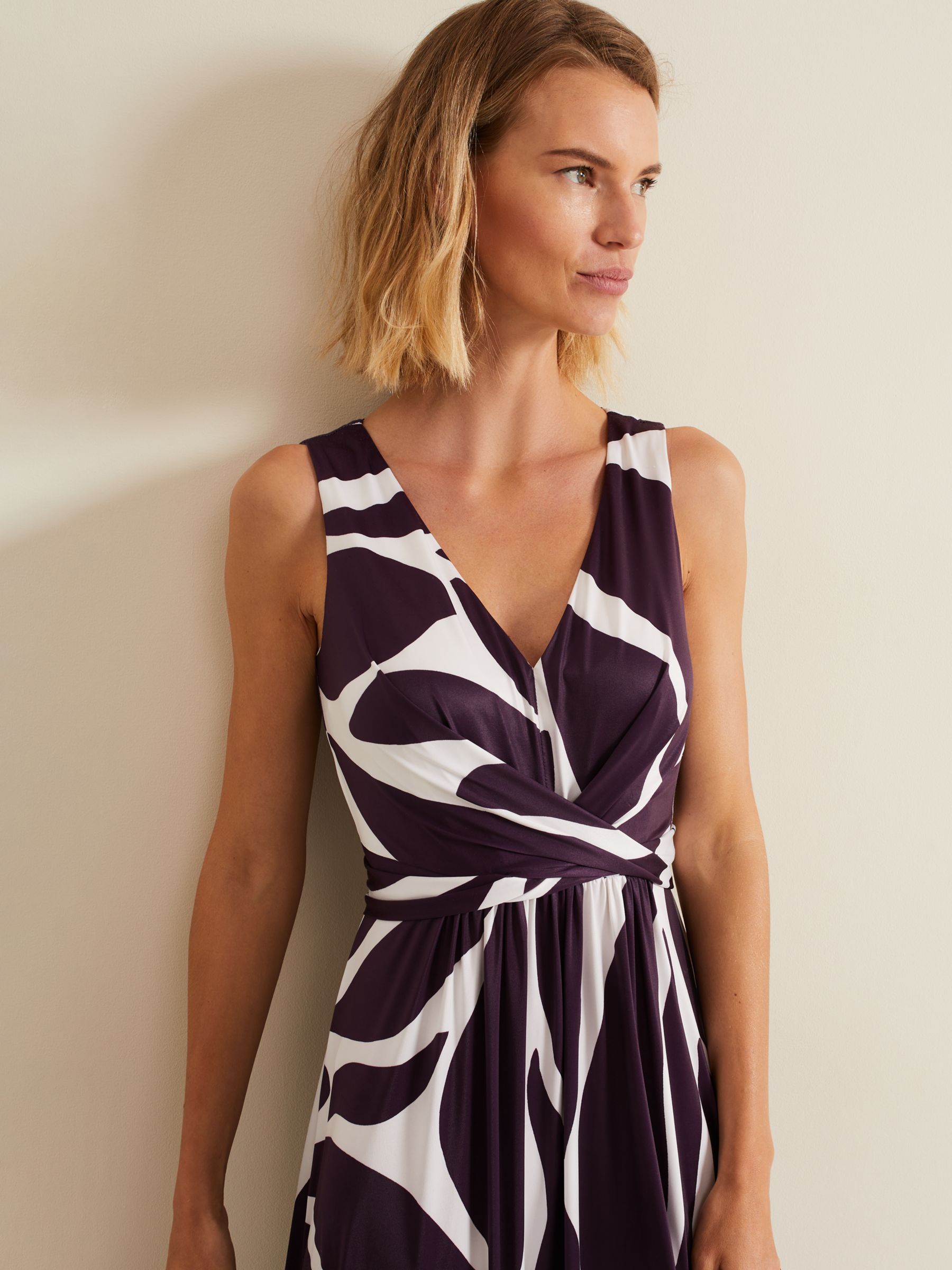 Buy Phase Eight Palmer Leaf Maxi Dress, Purple/White Online at johnlewis.com