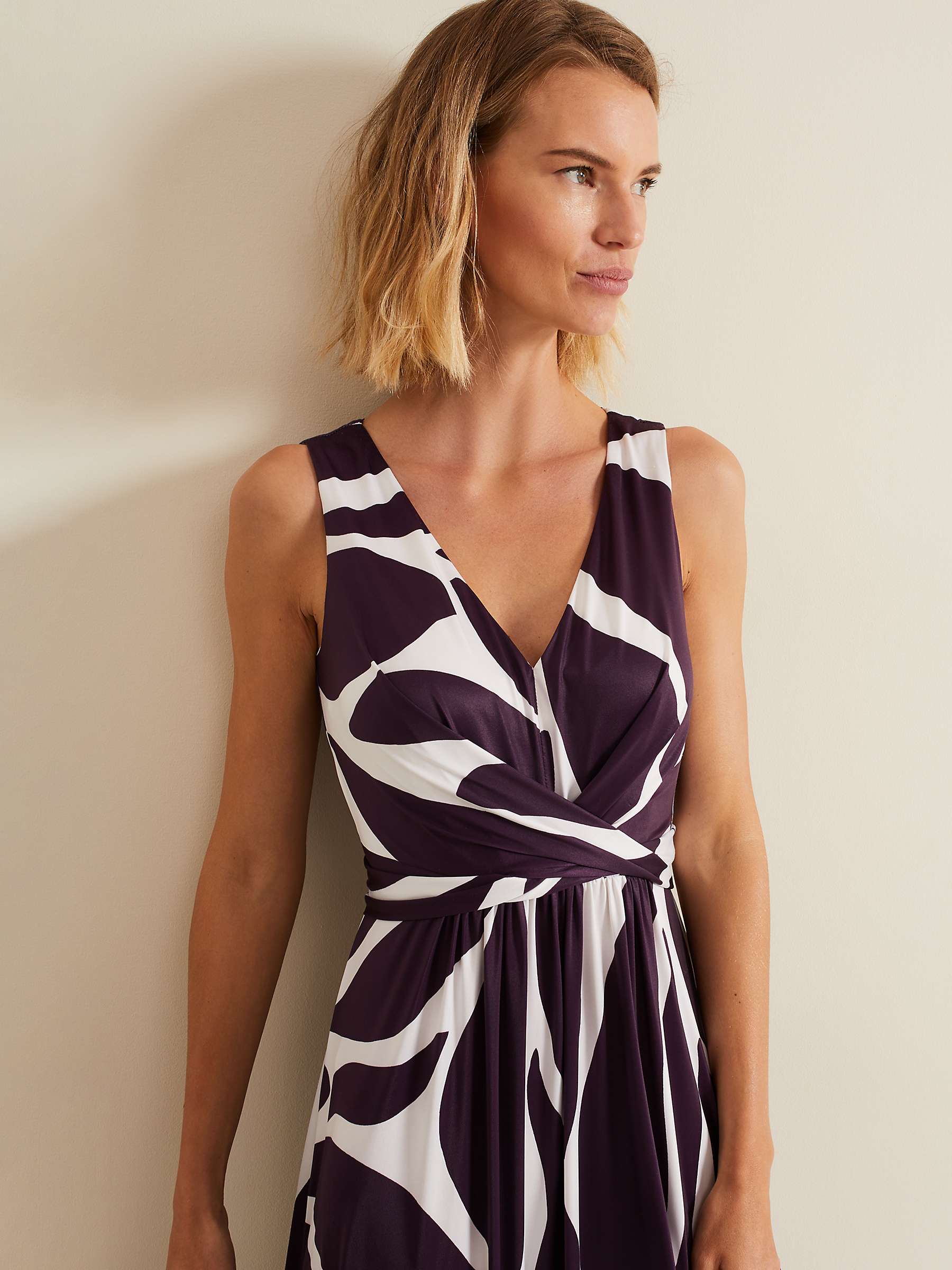 Buy Phase Eight Palmer Leaf Maxi Dress, Purple/White Online at johnlewis.com