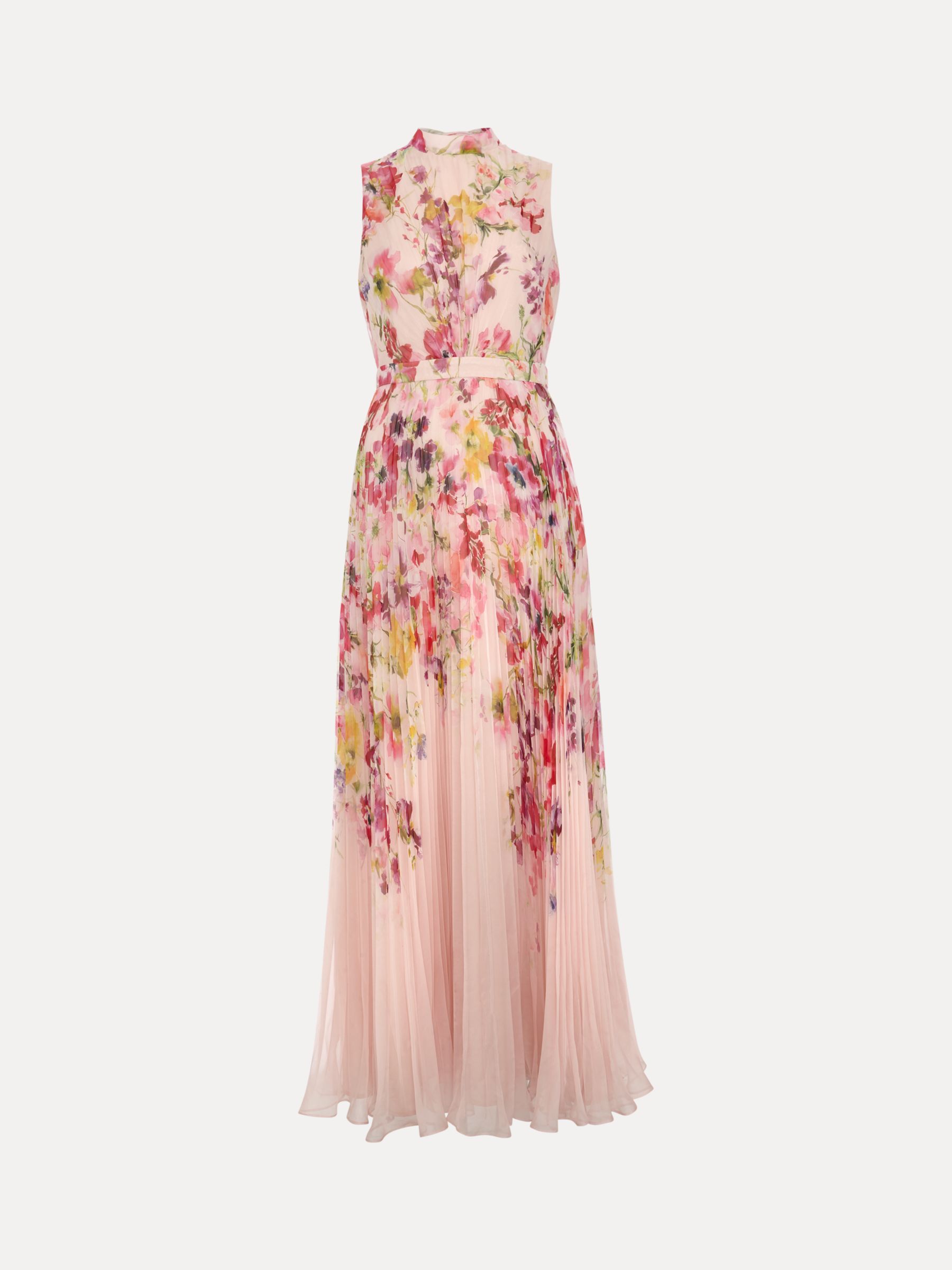 Buy Phase Eight Dahlia Floral Print Pleated Maxi Dress, Pink/Multi Online at johnlewis.com