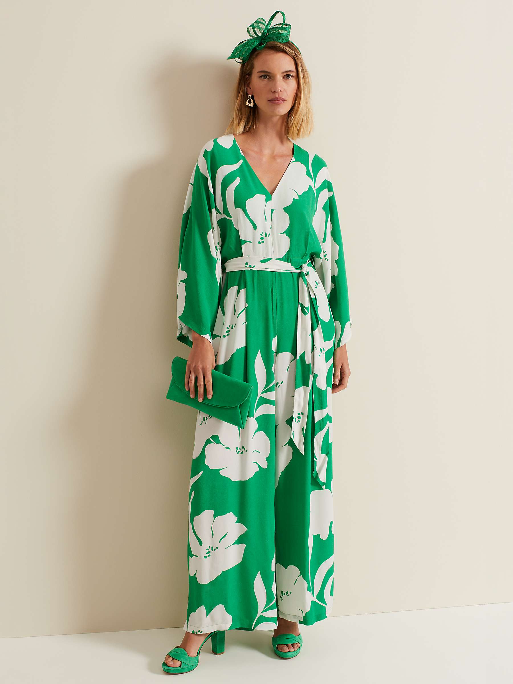 Buy Phase Eight Bernice Print Jumpsuit, Green/White Online at johnlewis.com