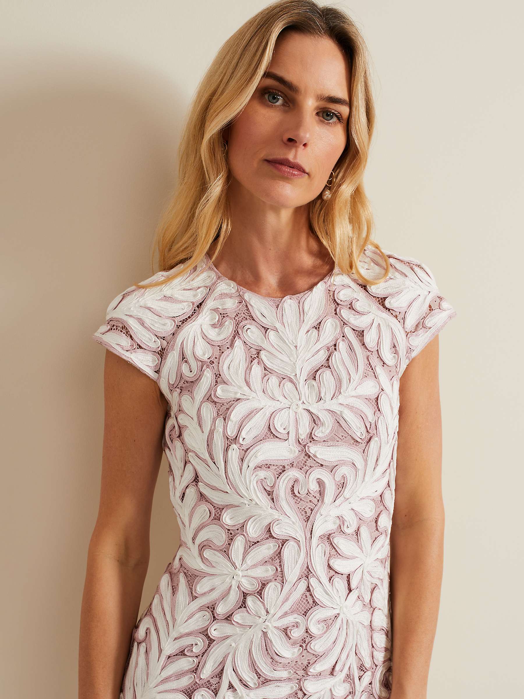 Buy Phase Eight Karima Tapework Knee Length Dress, Pale Pink Online at johnlewis.com