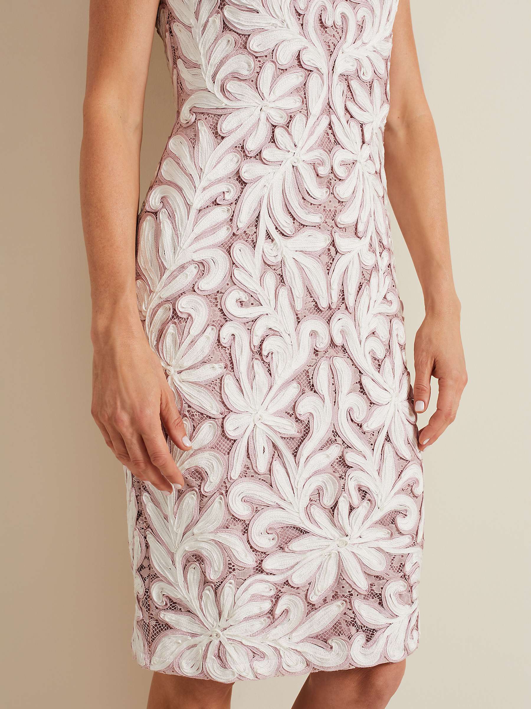Buy Phase Eight Karima Tapework Knee Length Dress, Pale Pink Online at johnlewis.com