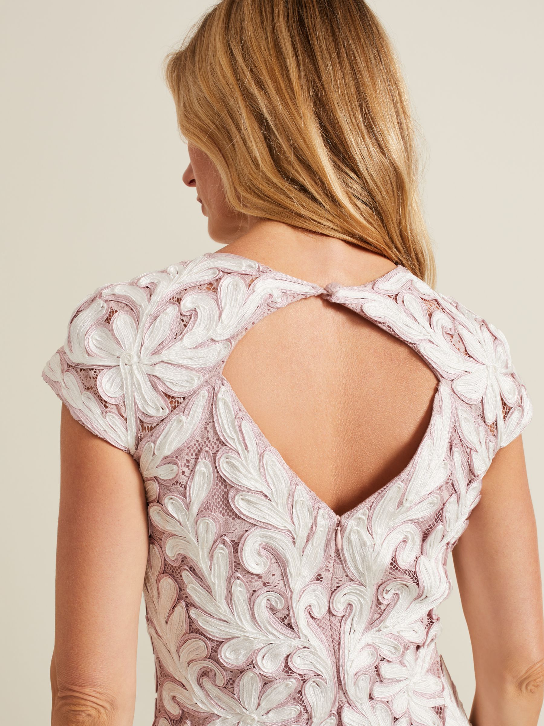 Buy Phase Eight Karima Tapework Knee Length Dress, Pale Pink Online at johnlewis.com