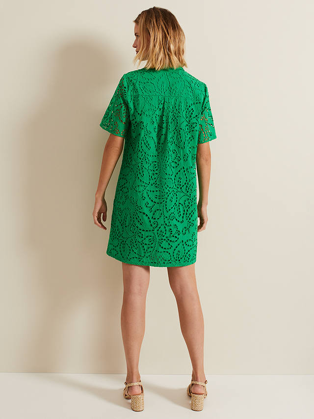 Phase Eight Nicky Broderie Swing Dress, Green