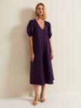 Phase Eight Lotty Puff Sleeve Midi Dress, Purple, Purple