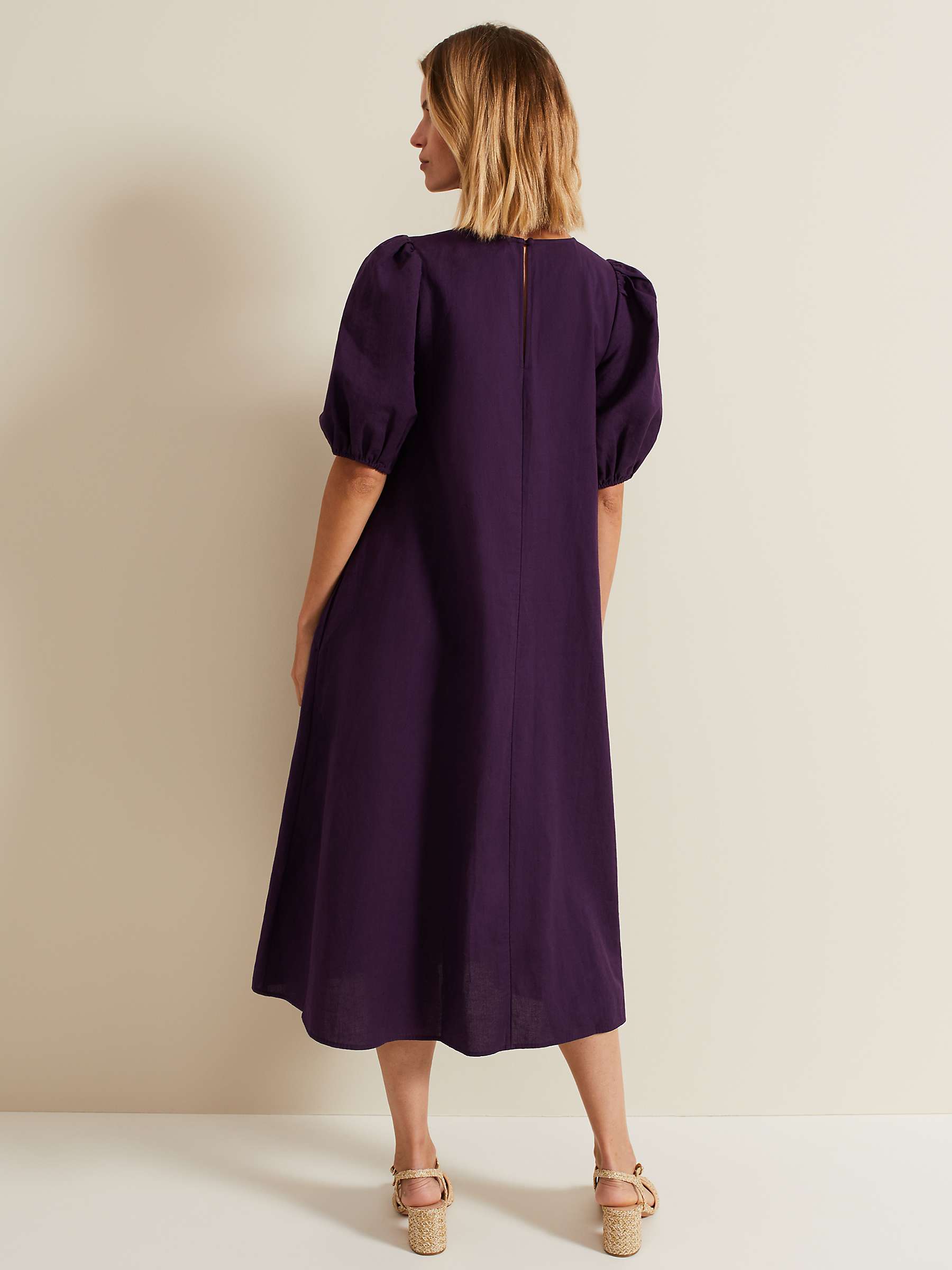Buy Phase Eight Lotty Puff Sleeve Midi Dress, Purple Online at johnlewis.com