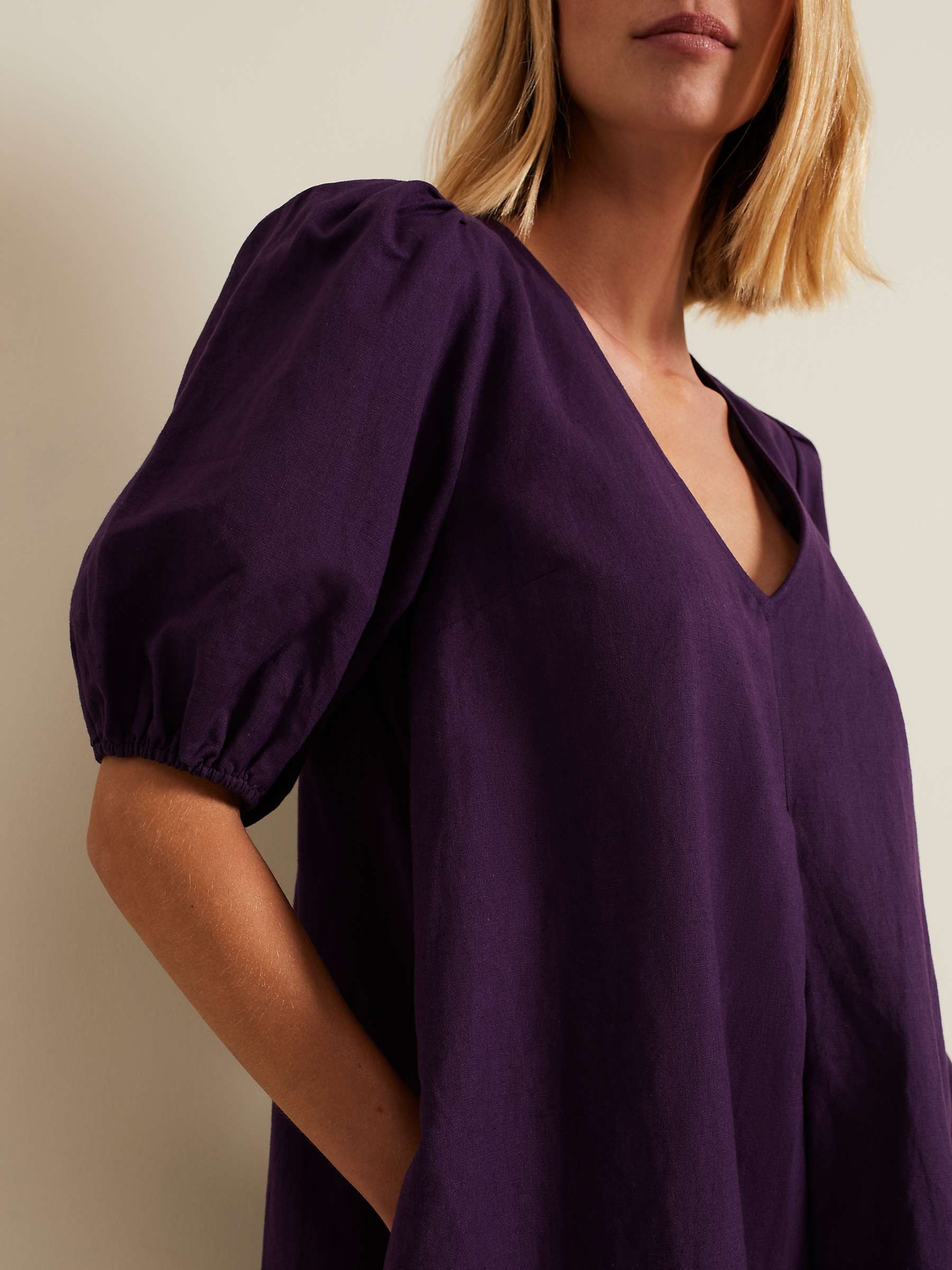 Buy Phase Eight Lotty Puff Sleeve Midi Dress, Purple Online at johnlewis.com