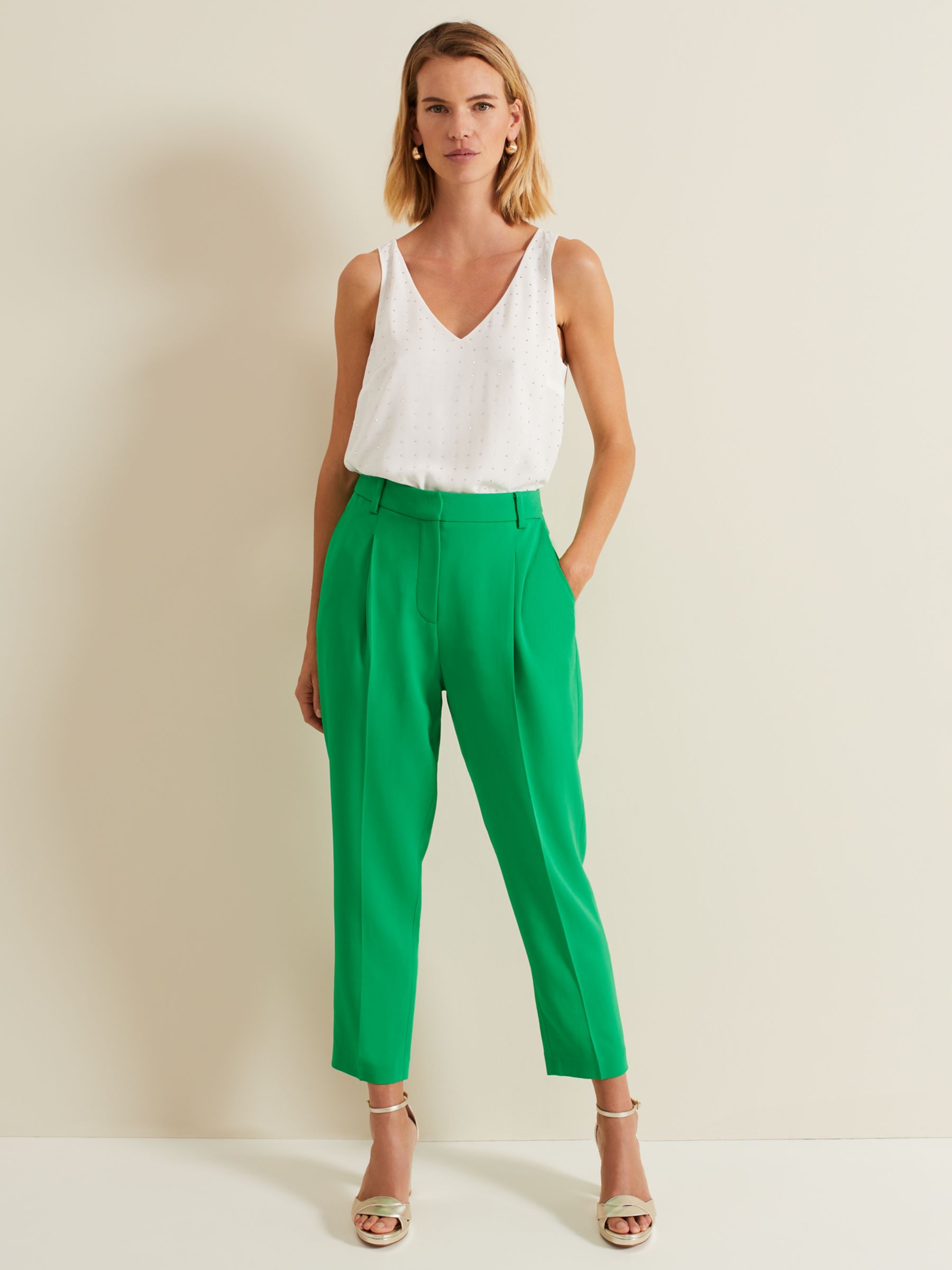 Phase Eight Adria Tapered Trousers, Green, 18