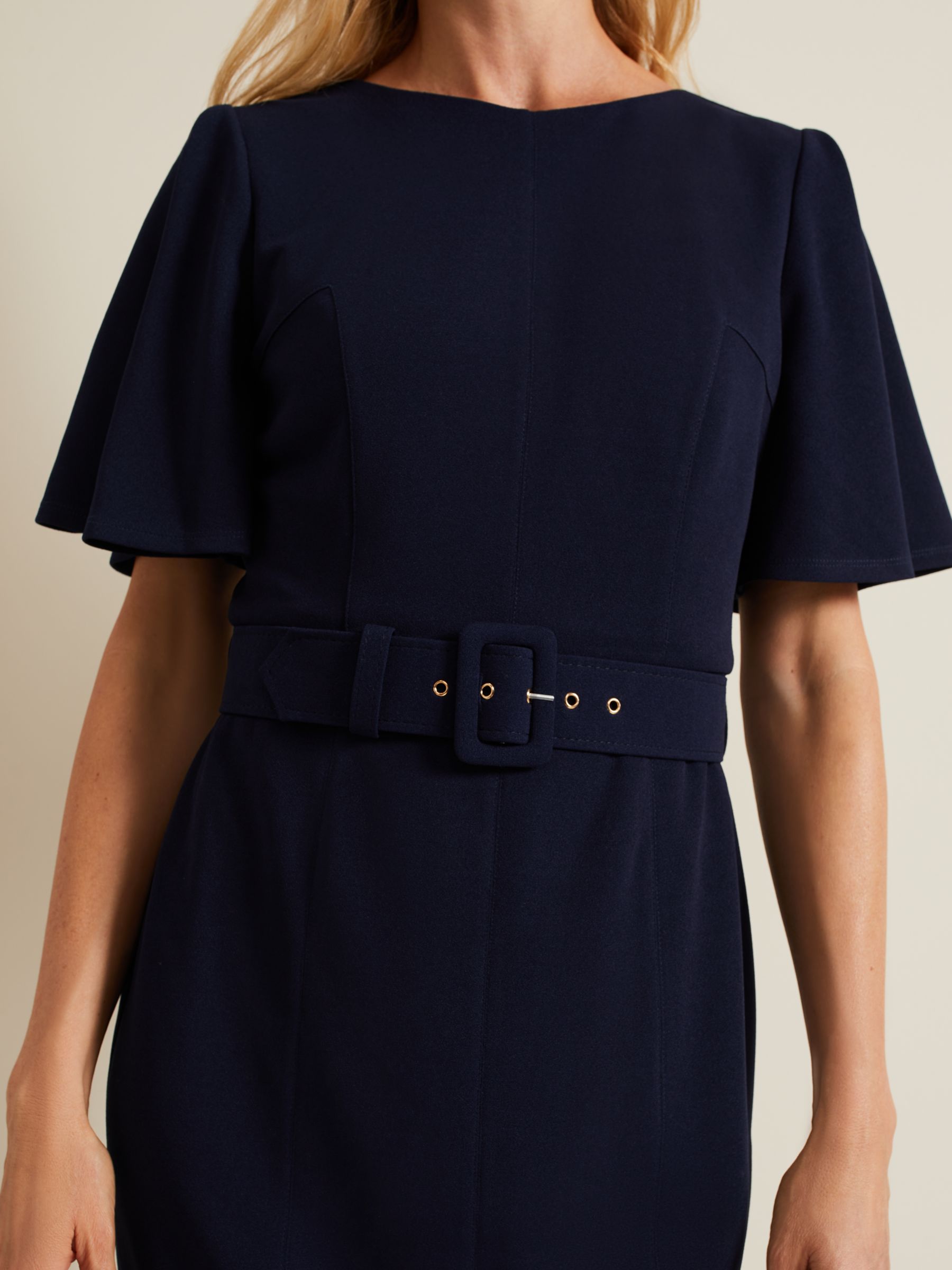 Phase Eight Fanella Belted Jersey Dress, Navy, 26