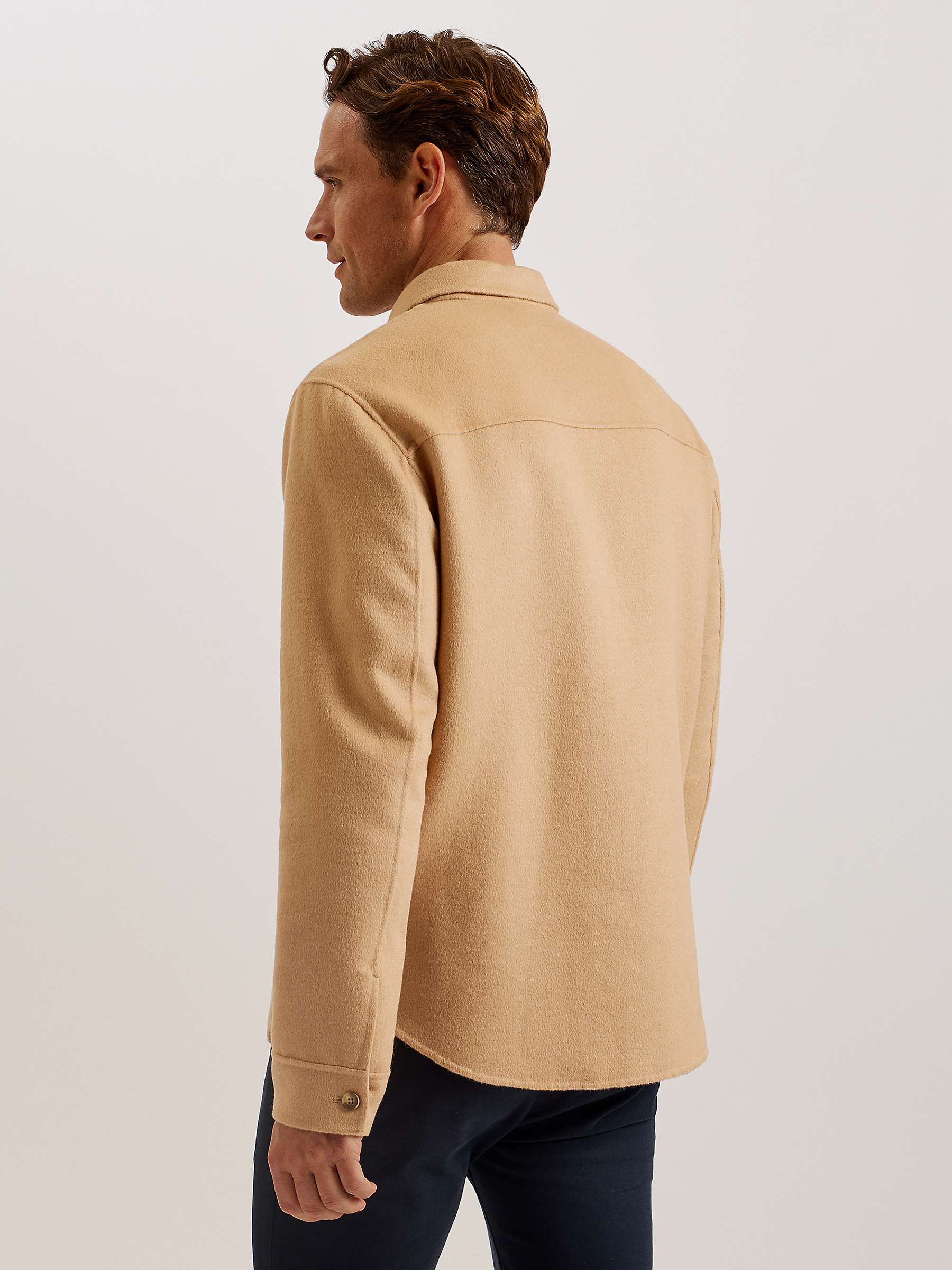 Buy Ted Baker Dalch Long Sleeve Splittable Wool Blend Shirt, Tan Online at johnlewis.com