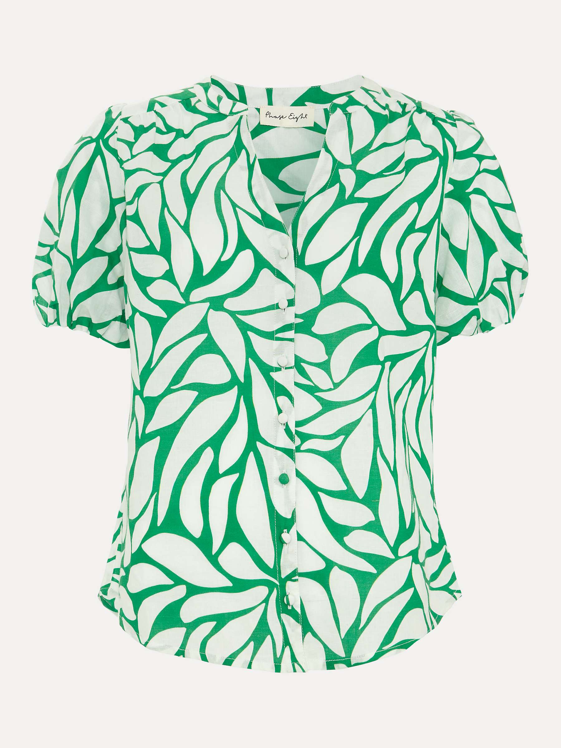Buy Phase Eight Louanna Abstract Print Linen Blend Shirt, Green/Ivory Online at johnlewis.com