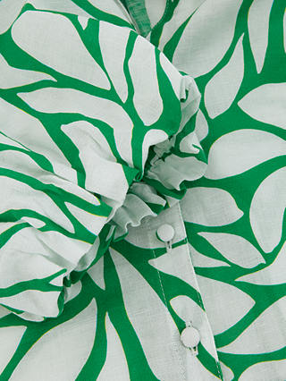 Phase Eight Louanna Abstract Print Linen Blend Shirt, Green/Ivory