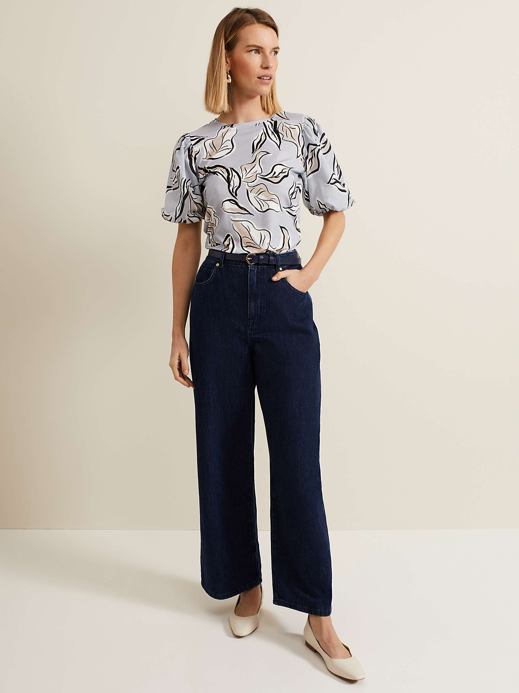 Buy Phase Eight Aaliyah Puff Sleeve Top, Blue/Multi Online at johnlewis.com