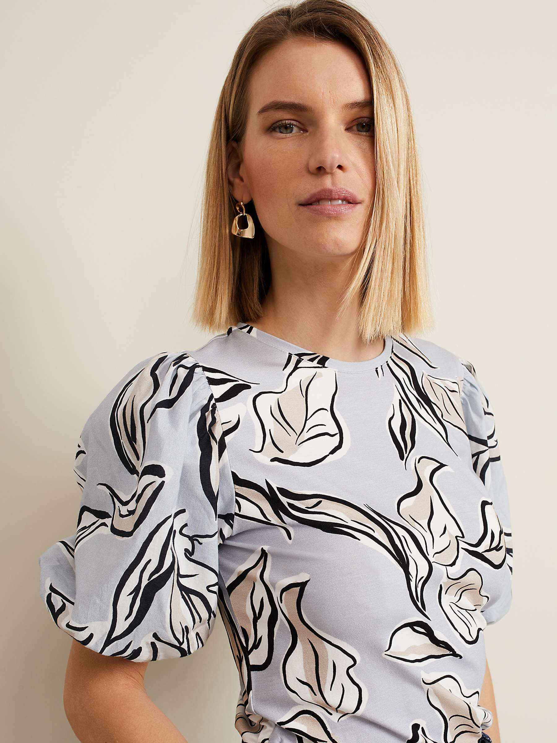 Buy Phase Eight Aaliyah Puff Sleeve Top, Blue/Multi Online at johnlewis.com