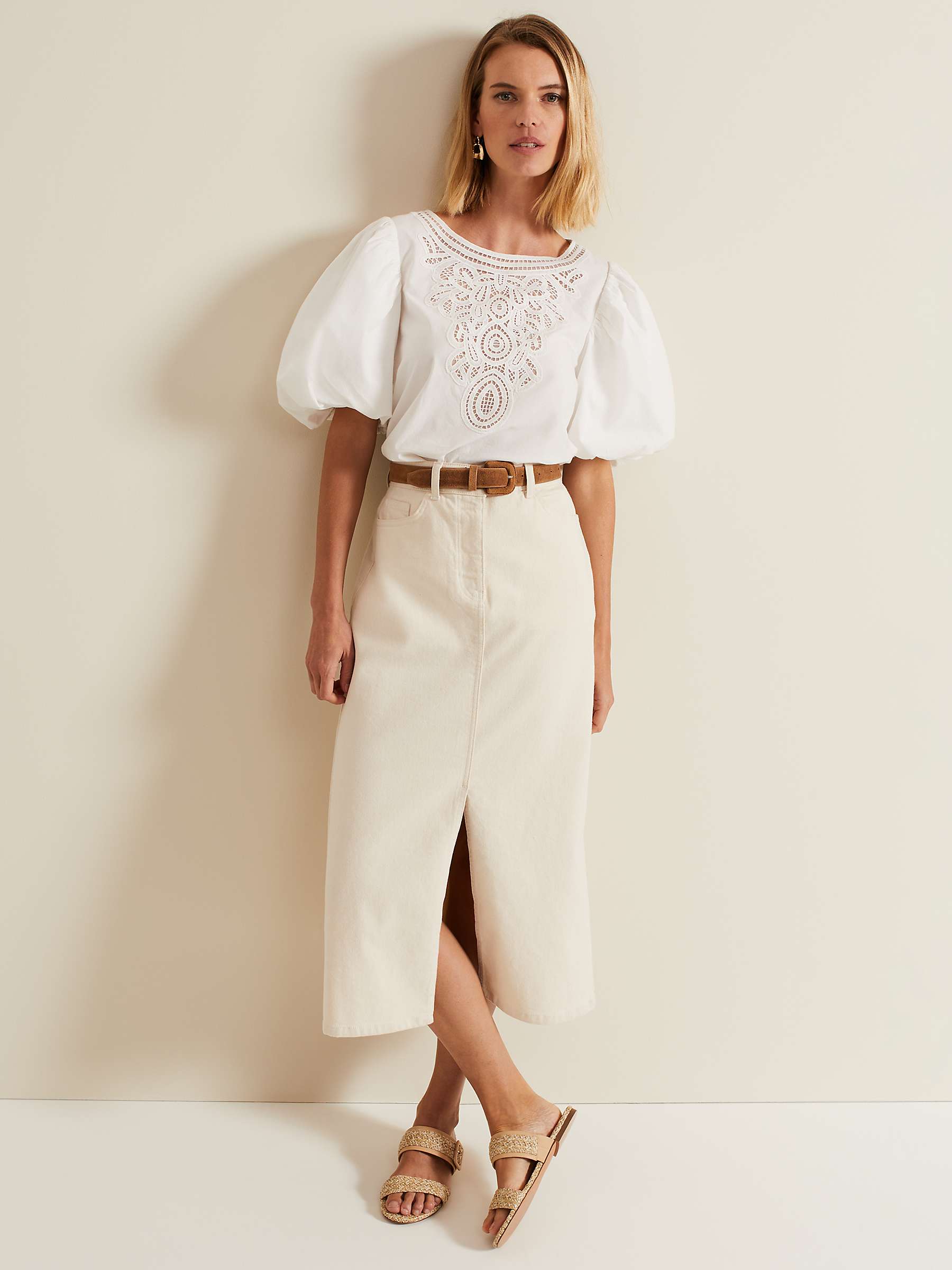 Buy Phase Eight Lillianna Embroidered Cotton Blouse, White Online at johnlewis.com