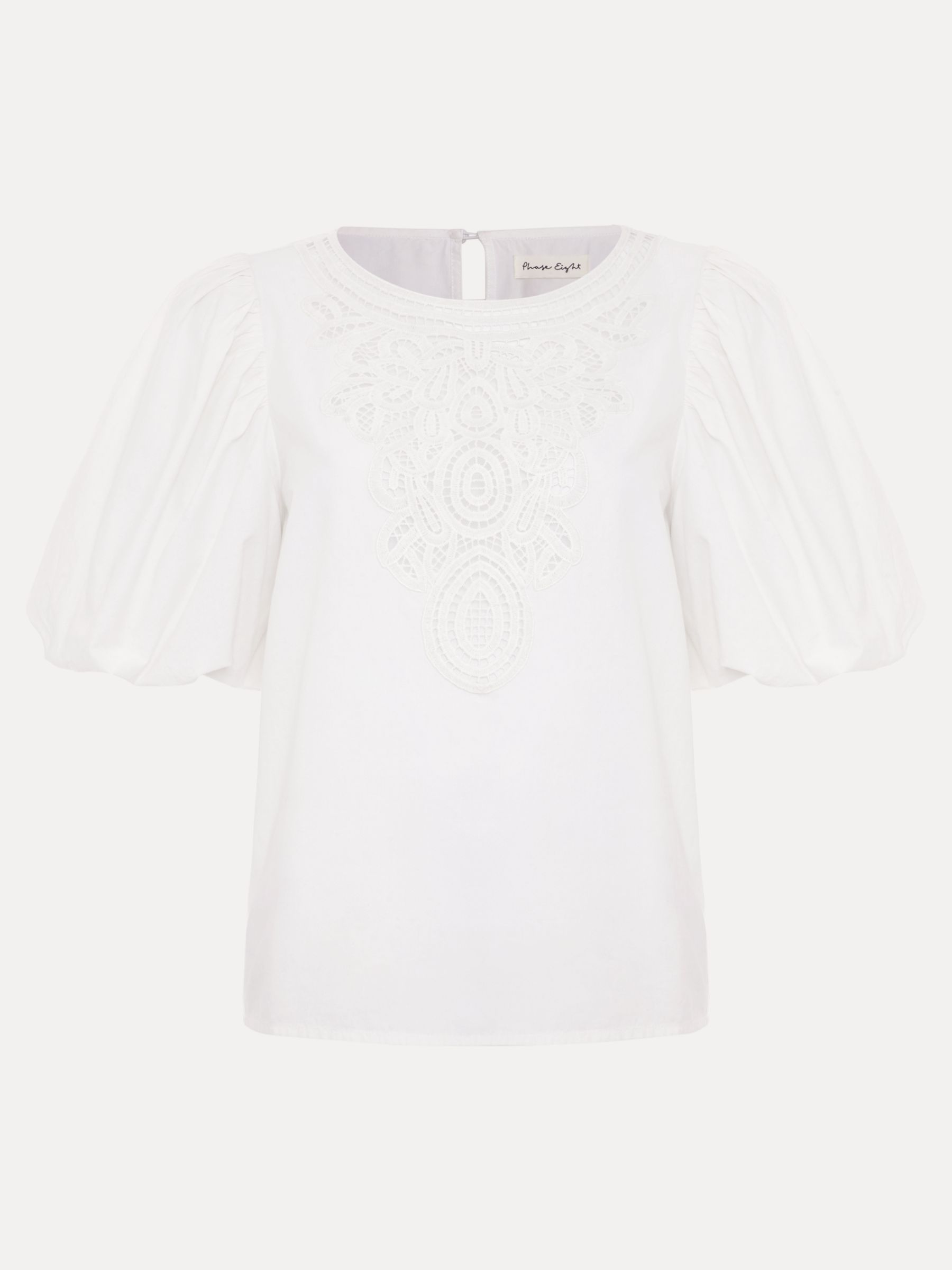 Phase Eight Lillianna Embroidered Cotton Blouse, White, 8