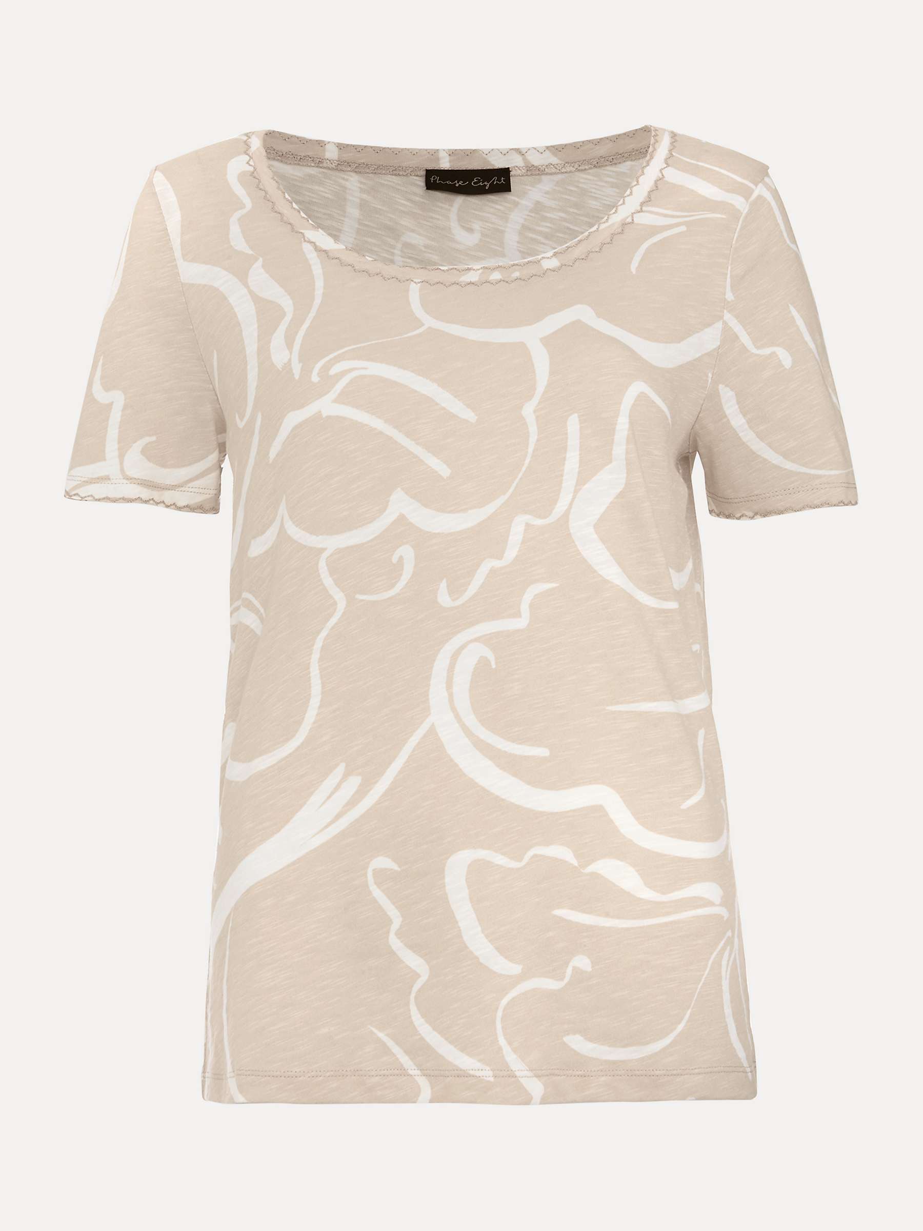 Buy Phase Eight Nia Cotton Linear Print Top, Neutral Online at johnlewis.com